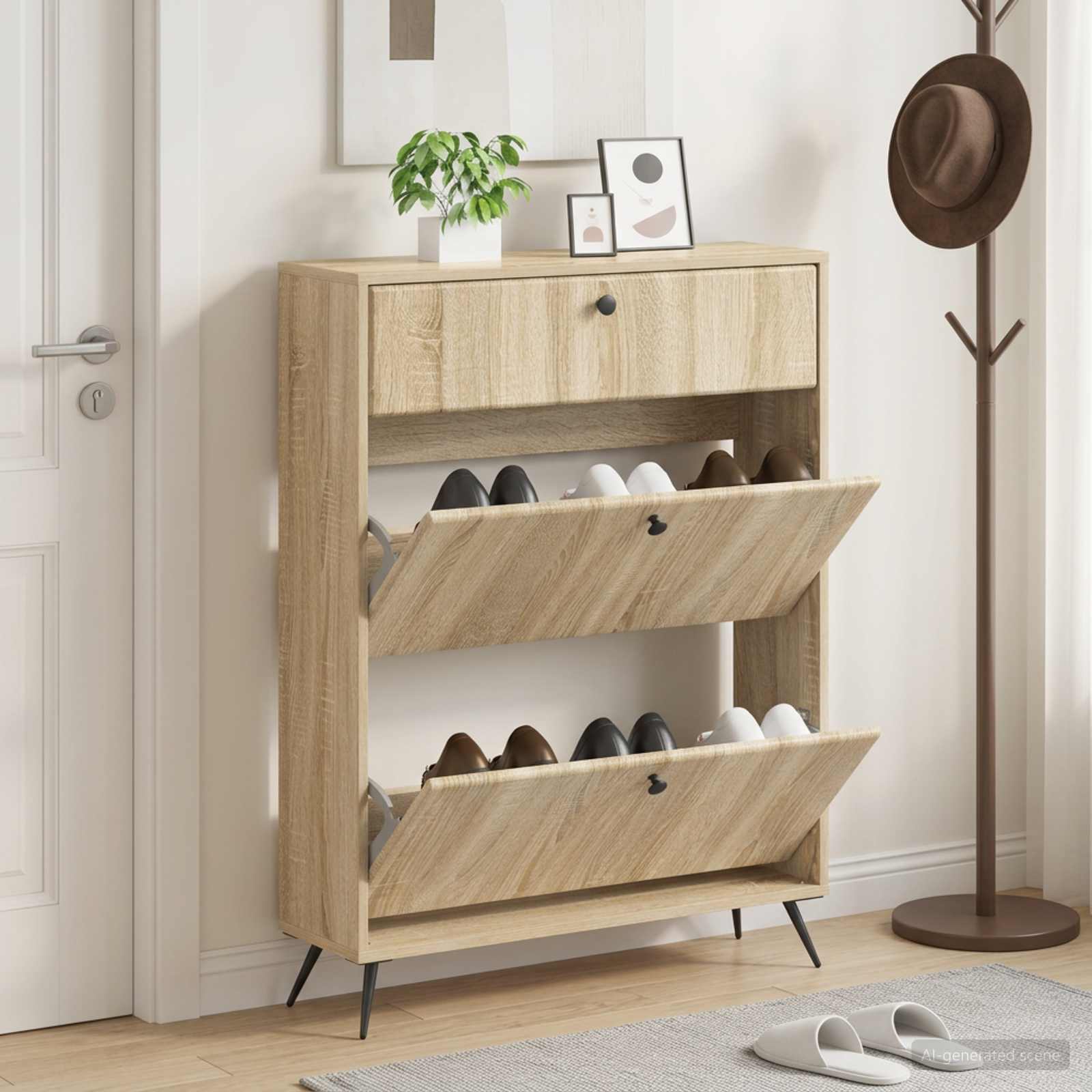 vidaXL Sko skab BREDA 78 x 24 x 103 cm Konstrueret træ Sonoma-eg