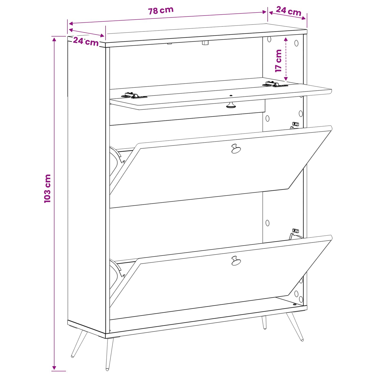 Schoenenkast BREDA 78 x 24 x 103 cm Bewerkt hout Sonoma Eiken image 8