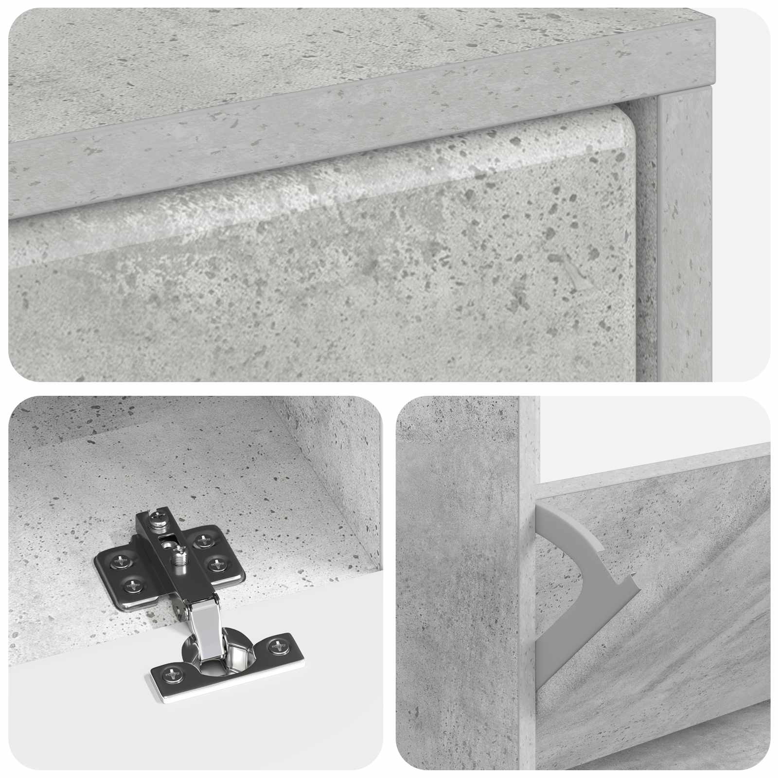 Schoenenkast BREDA 78 x 24 x 103 cm Bewerkt hout Betongrijs image 6