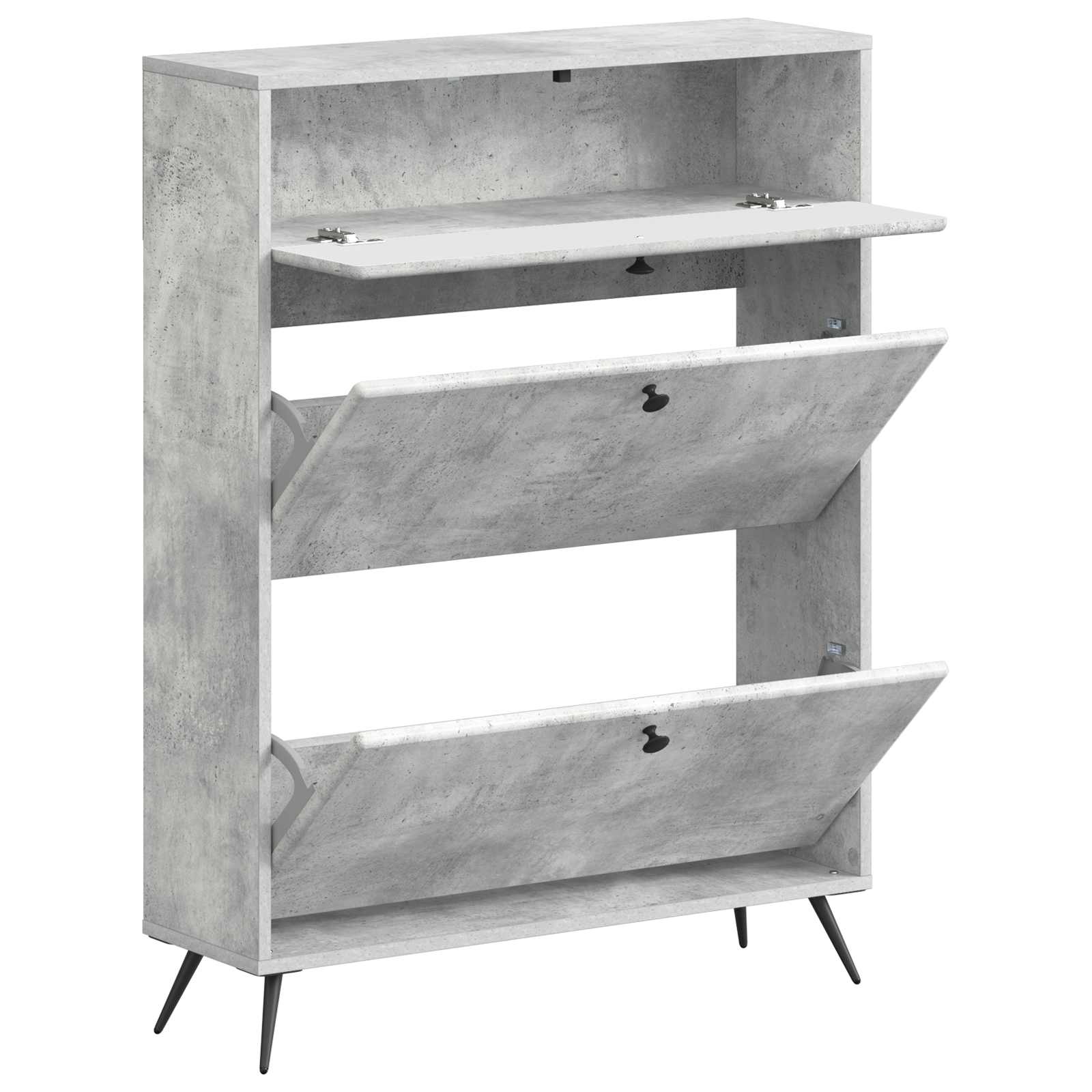 Schoenenkast BREDA 78 x 24 x 103 cm Bewerkt hout Betongrijs image 2