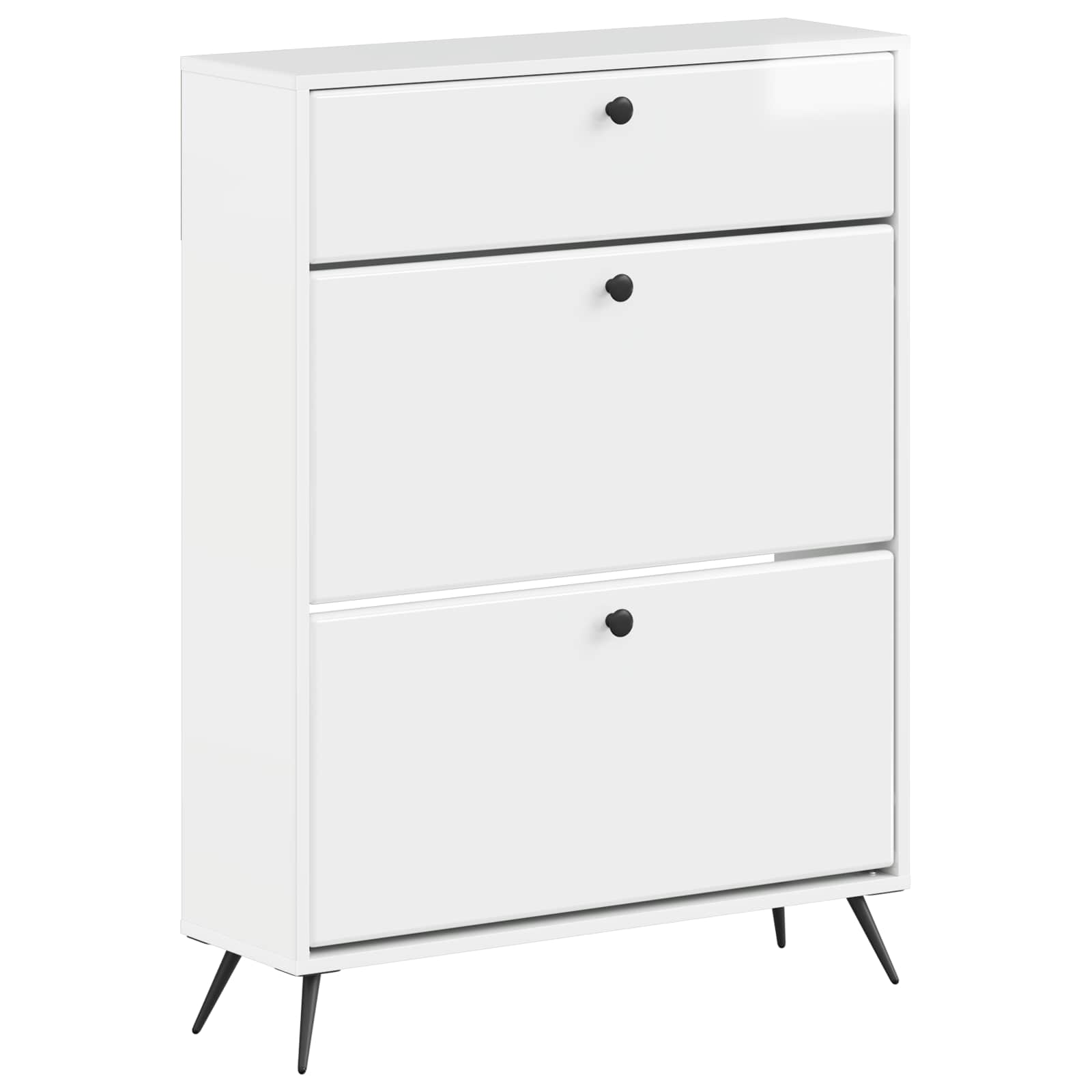 Schoenenkast BREDA 78 x 24 x 103 cm Bewerkt hout Hoogglans Wit image 1