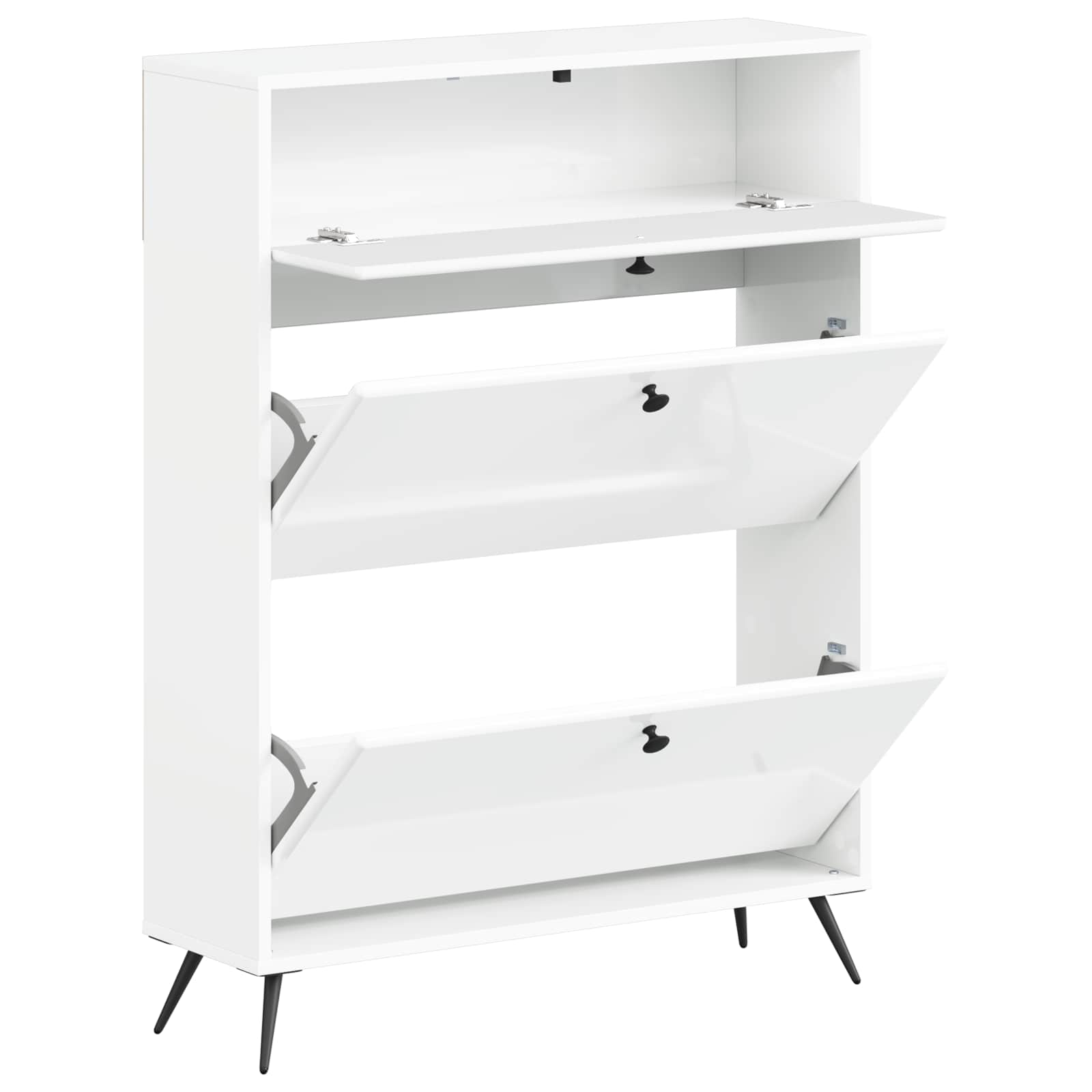Schoenenkast BREDA 78 x 24 x 103 cm Bewerkt hout Hoogglans Wit image 2