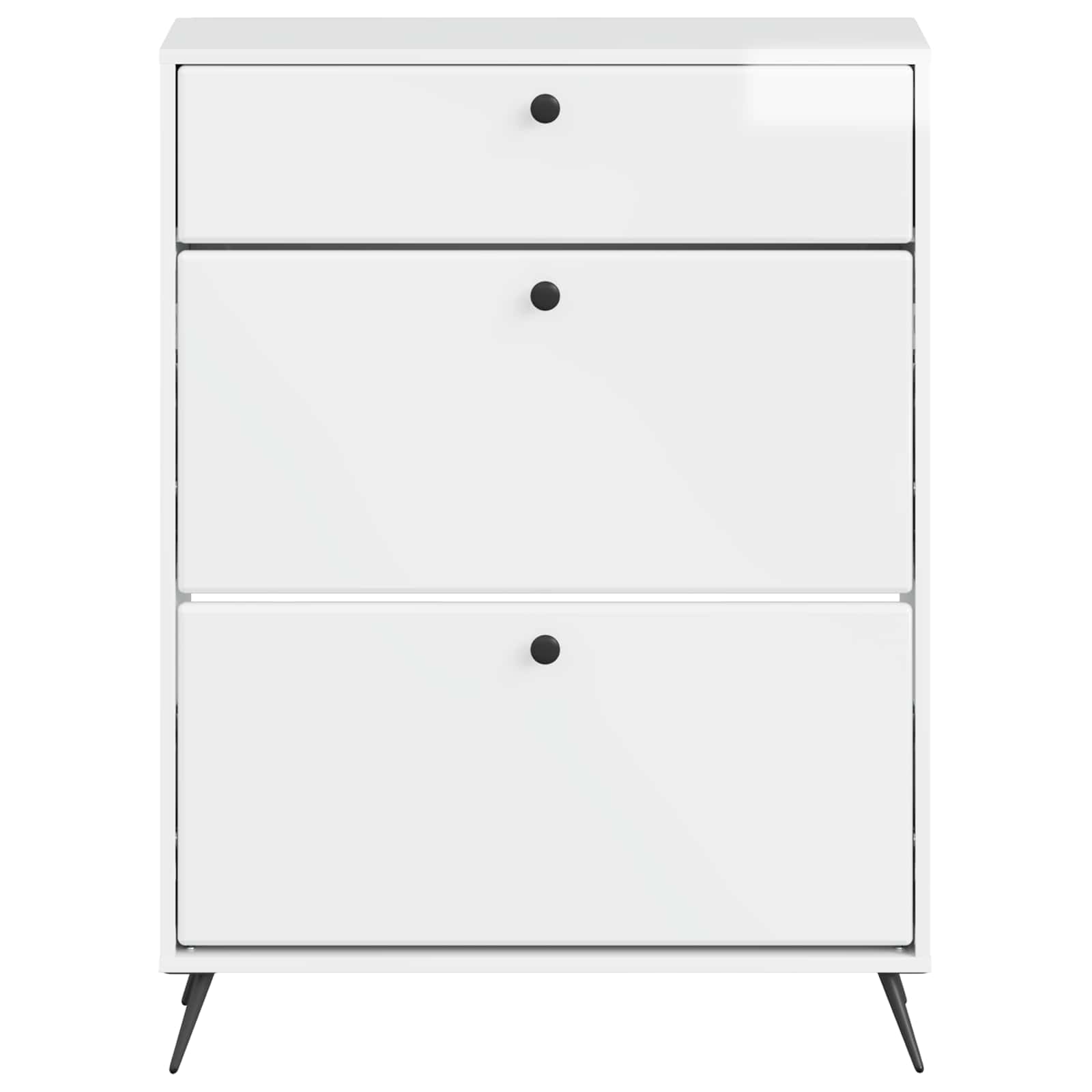 Schoenenkast BREDA 78 x 24 x 103 cm Bewerkt hout Hoogglans Wit image 3