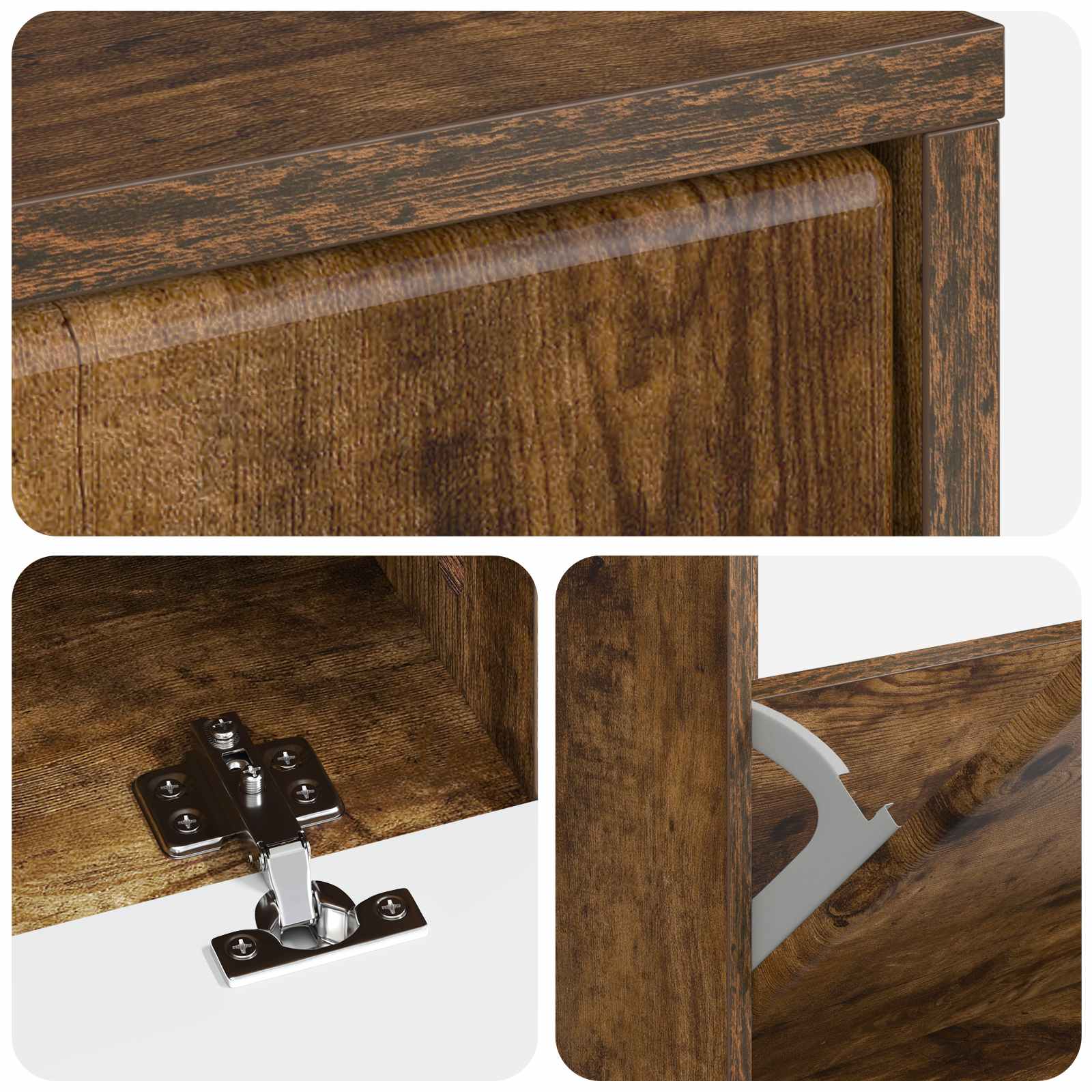 Schoenenkast BREDA 78 x 24 x 103 cm Bewerkt hout Gerookt eiken image 6