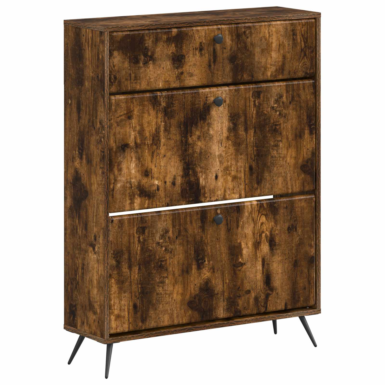 Schoenenkast BREDA 78 x 24 x 103 cm Bewerkt hout Gerookt eiken image 1