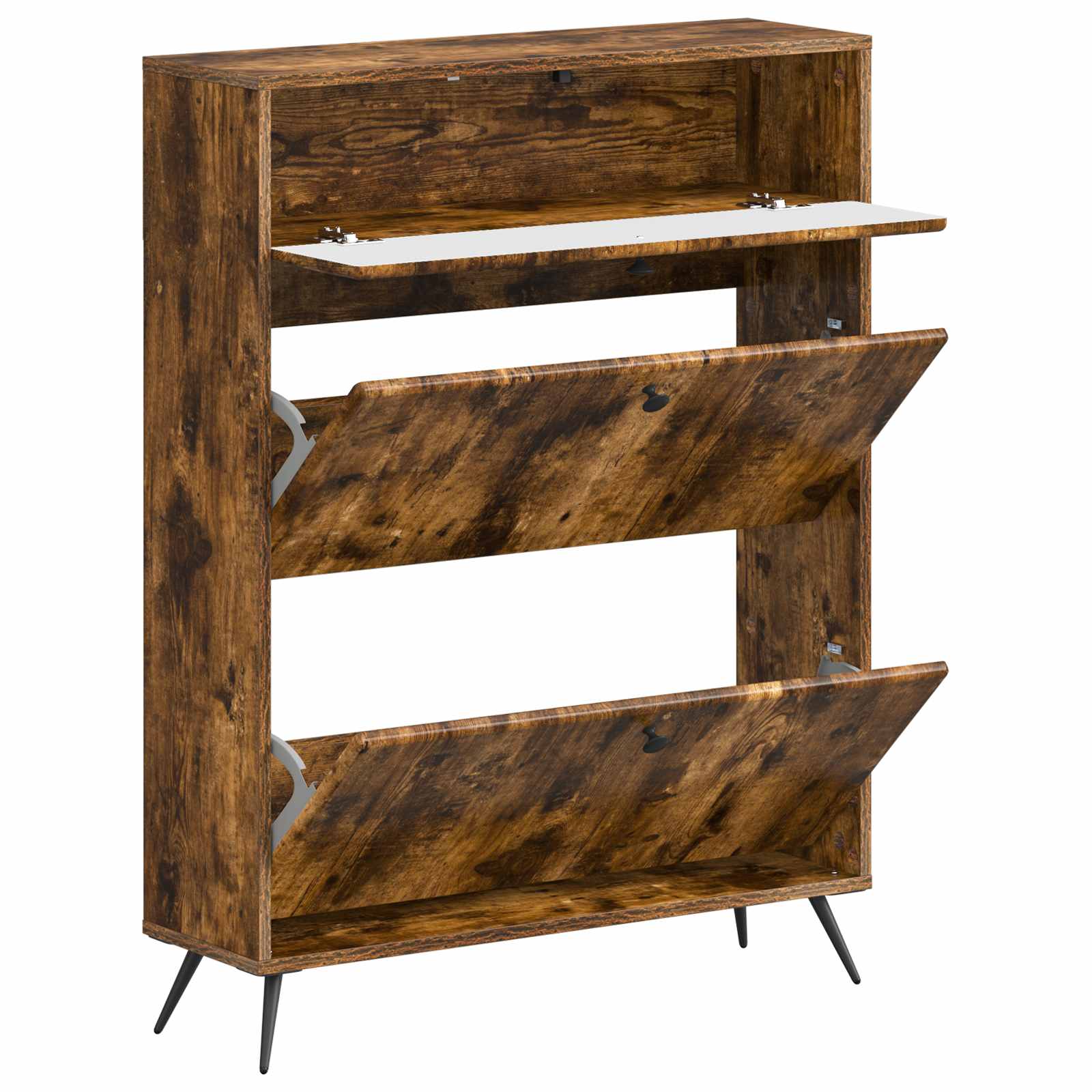 Schoenenkast BREDA 78 x 24 x 103 cm Bewerkt hout Gerookt eiken image 2