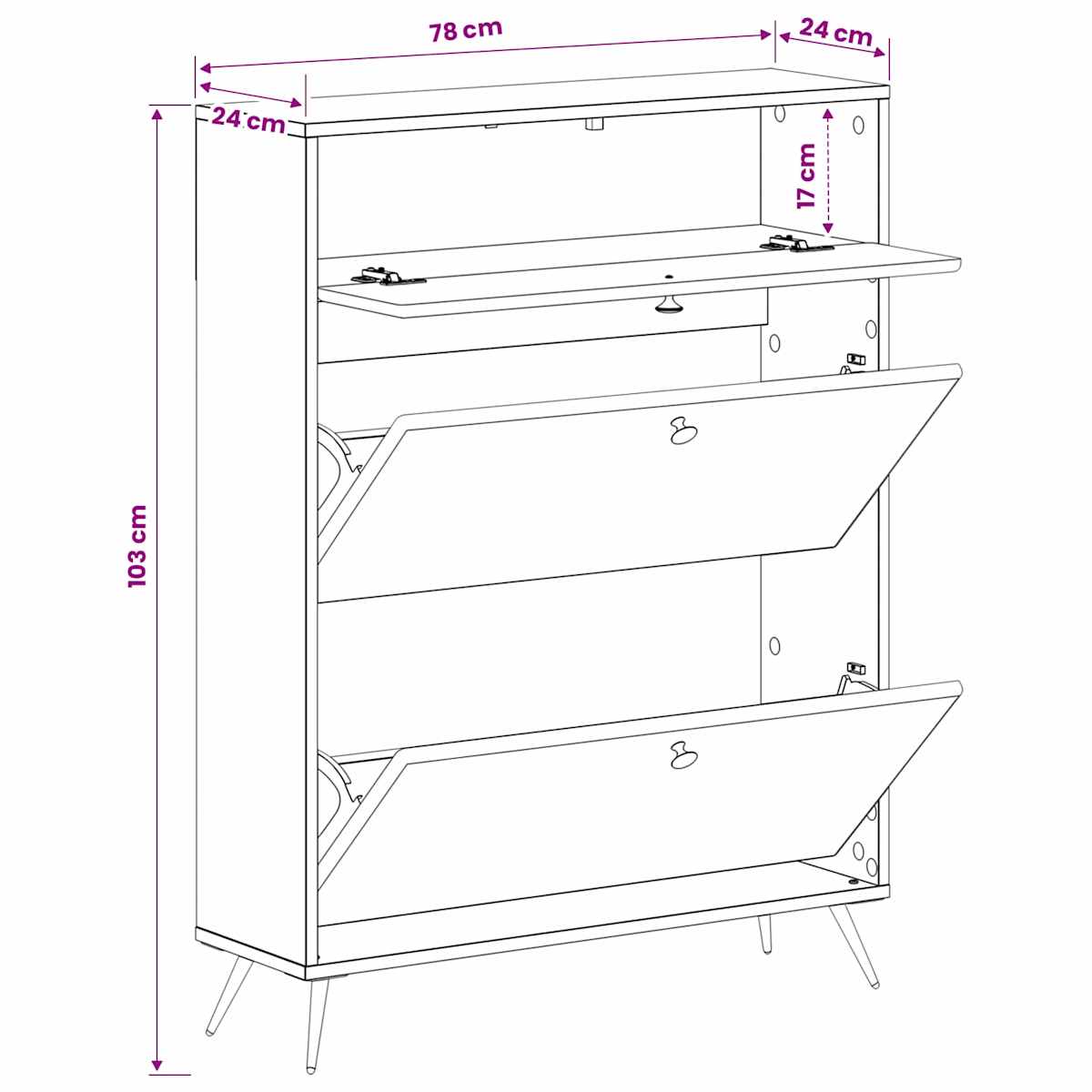 Sko skab BREDA 78 x 24 x 103 cm Konstrueret træ - Billede 9