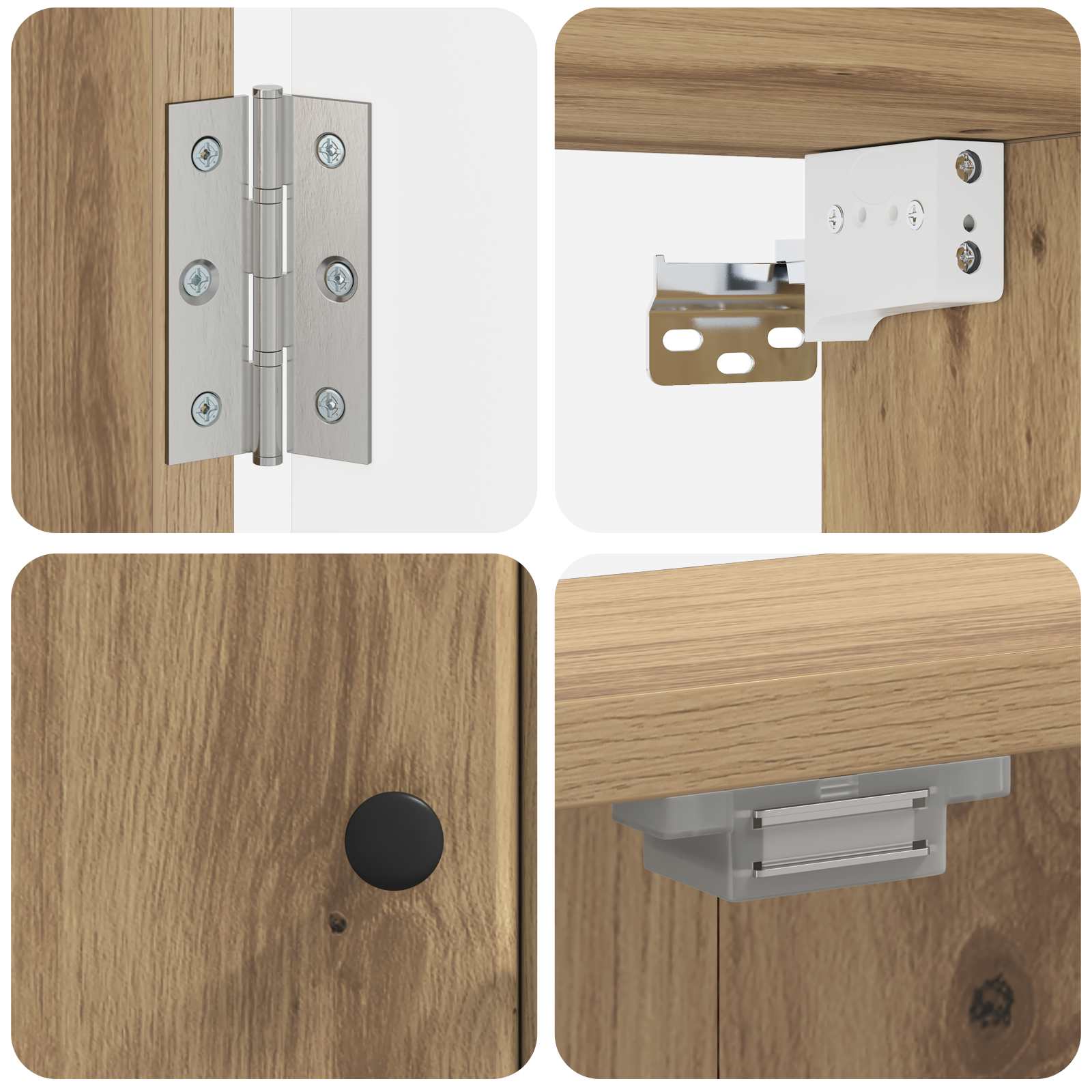 Dartbord Kabinet BREDA Artisanaal eiken 52,5 x 10,5 x 53,5 cm - Afbeelding 7