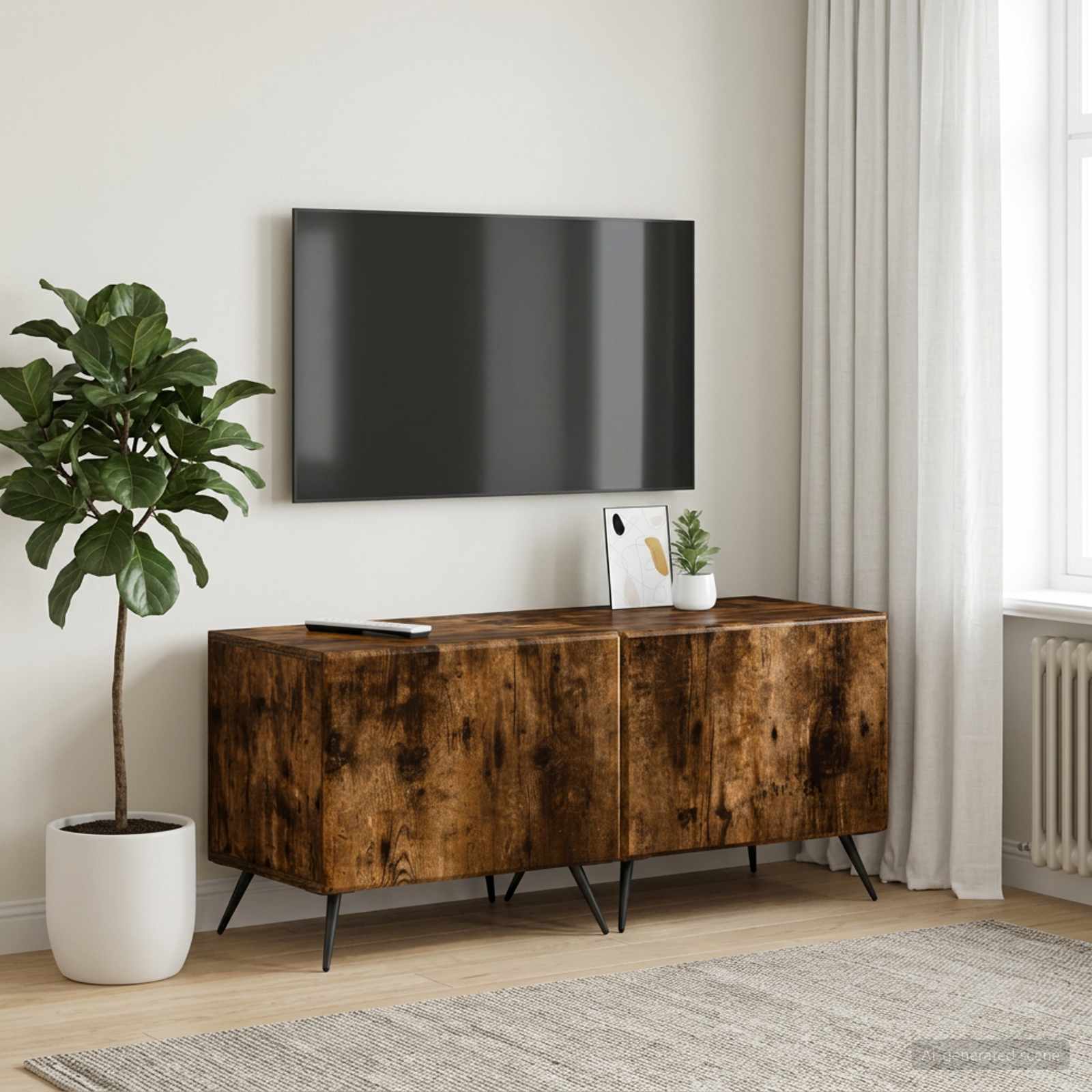vidaXL Tv-meubel Gerookt eiken Bewerkt hout