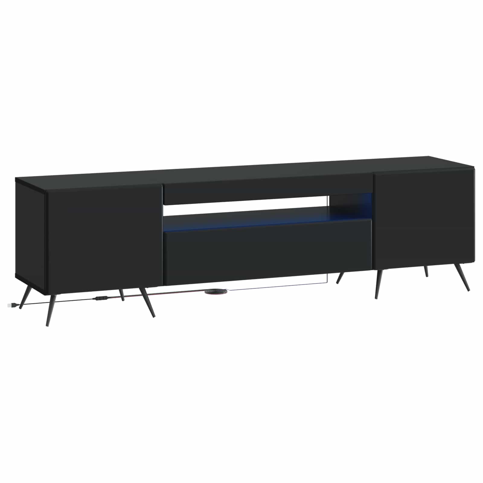 LED TV-kaappi Musta Tekninen puu