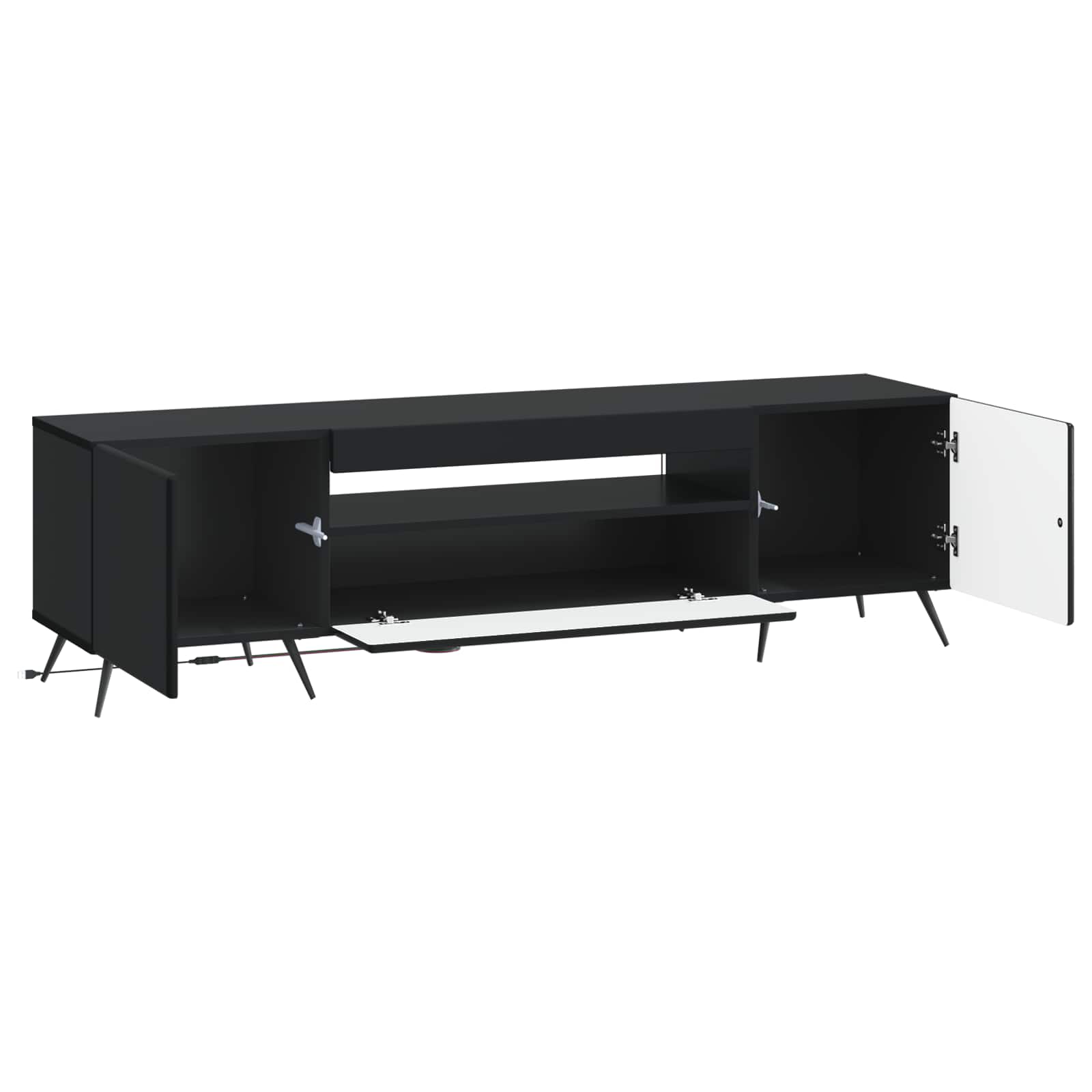 LED TV-kaappi Musta Tekninen puu - Image 3