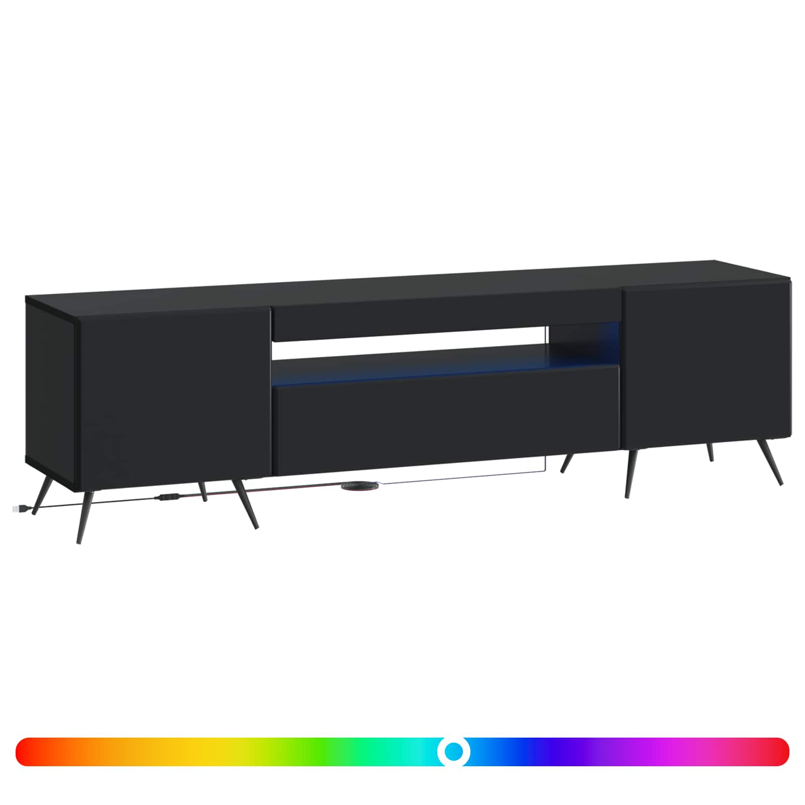 LED TV-kaappi Musta Tekninen puu - Image 2