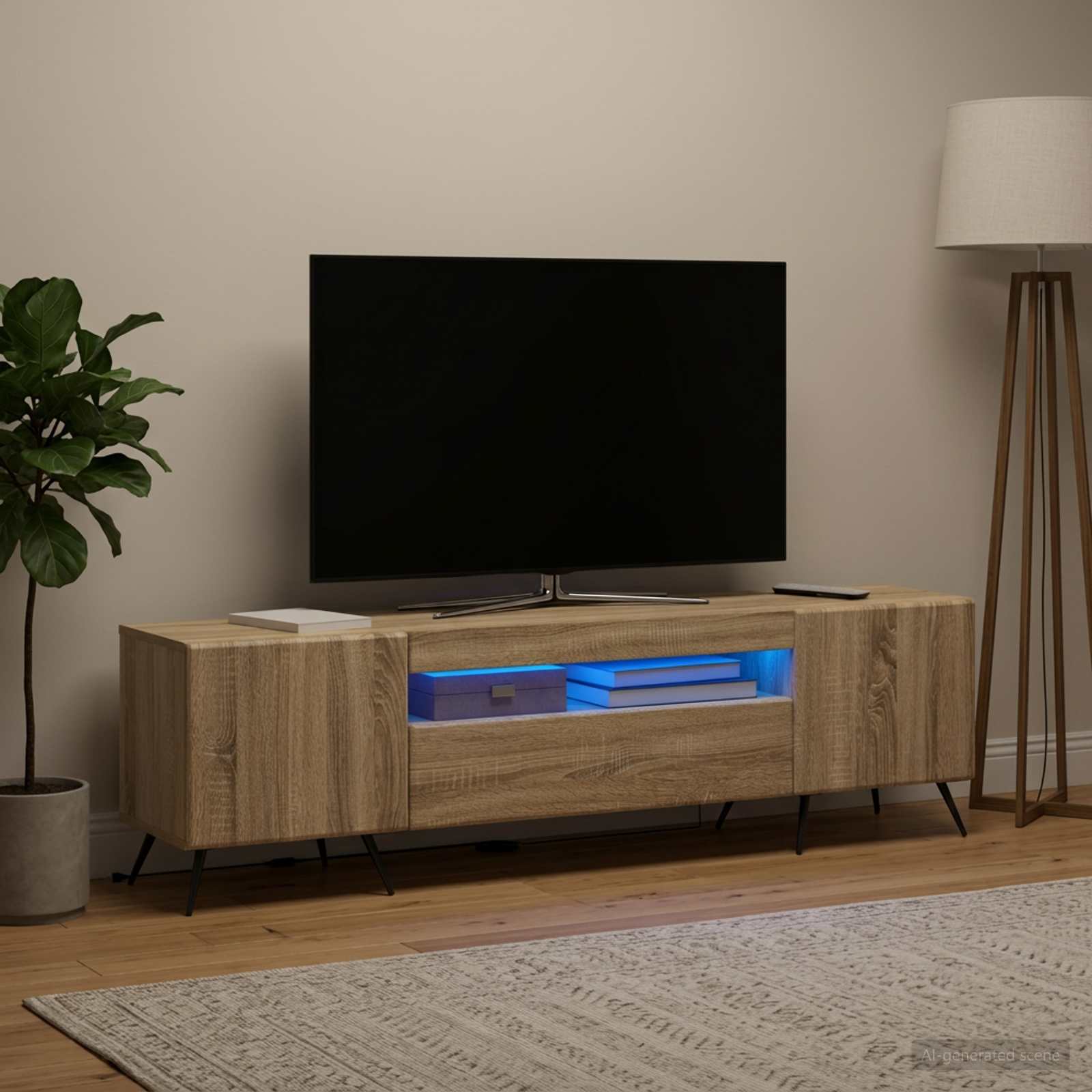 LED TV-kaappi Sonoma-tammi Tekninen puu