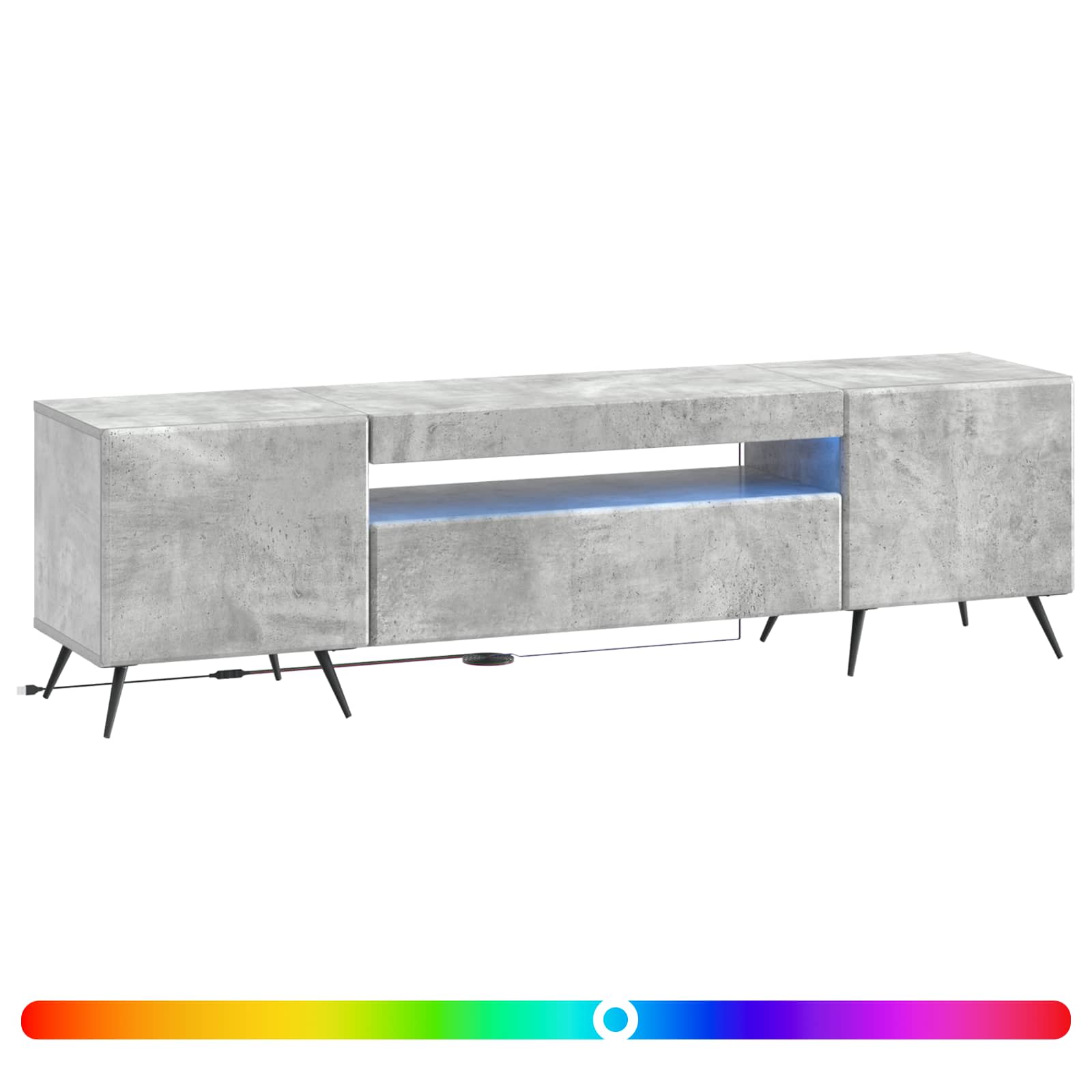 LED TV-kaappi Betoninharmaa Tekninen puu - Image 2