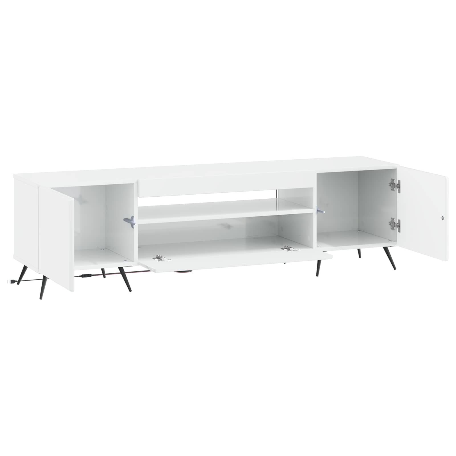 LED TV-kaappi Korkeakiiltoinen valkoinen Tekninen puu - Image 3