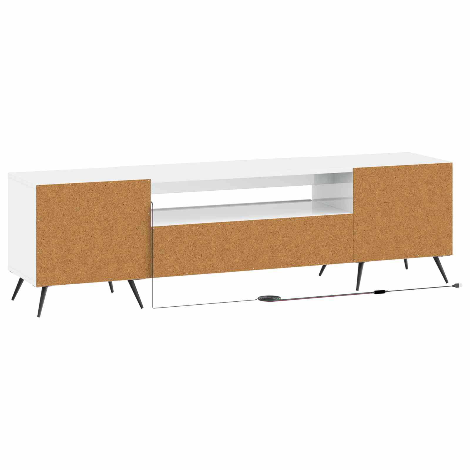 LED TV-kaappi Korkeakiiltoinen valkoinen Tekninen puu - Image 6