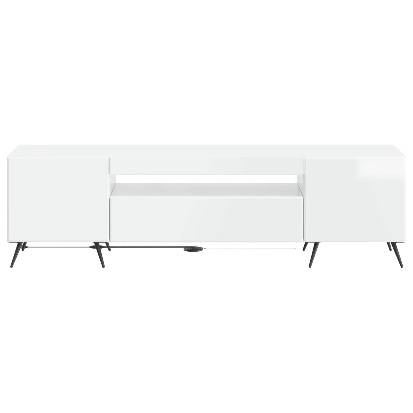 LED TV-kaappi Korkeakiiltoinen valkoinen Tekninen puu - Image 4