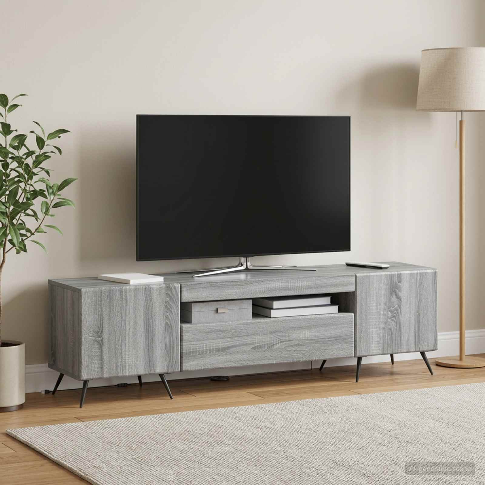 LED TV-kaappi Harmaa Sonoma Tekninen puu