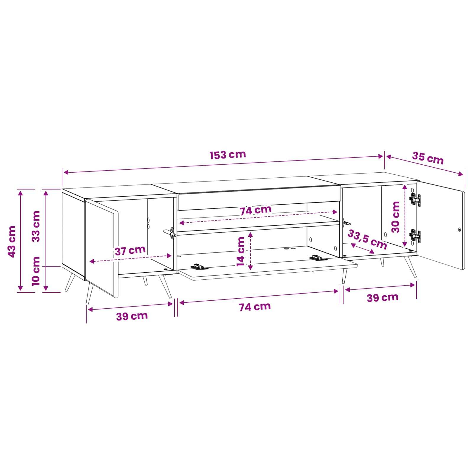 LED TV-kaappi Harmaa Sonoma Tekninen puu - Image 10