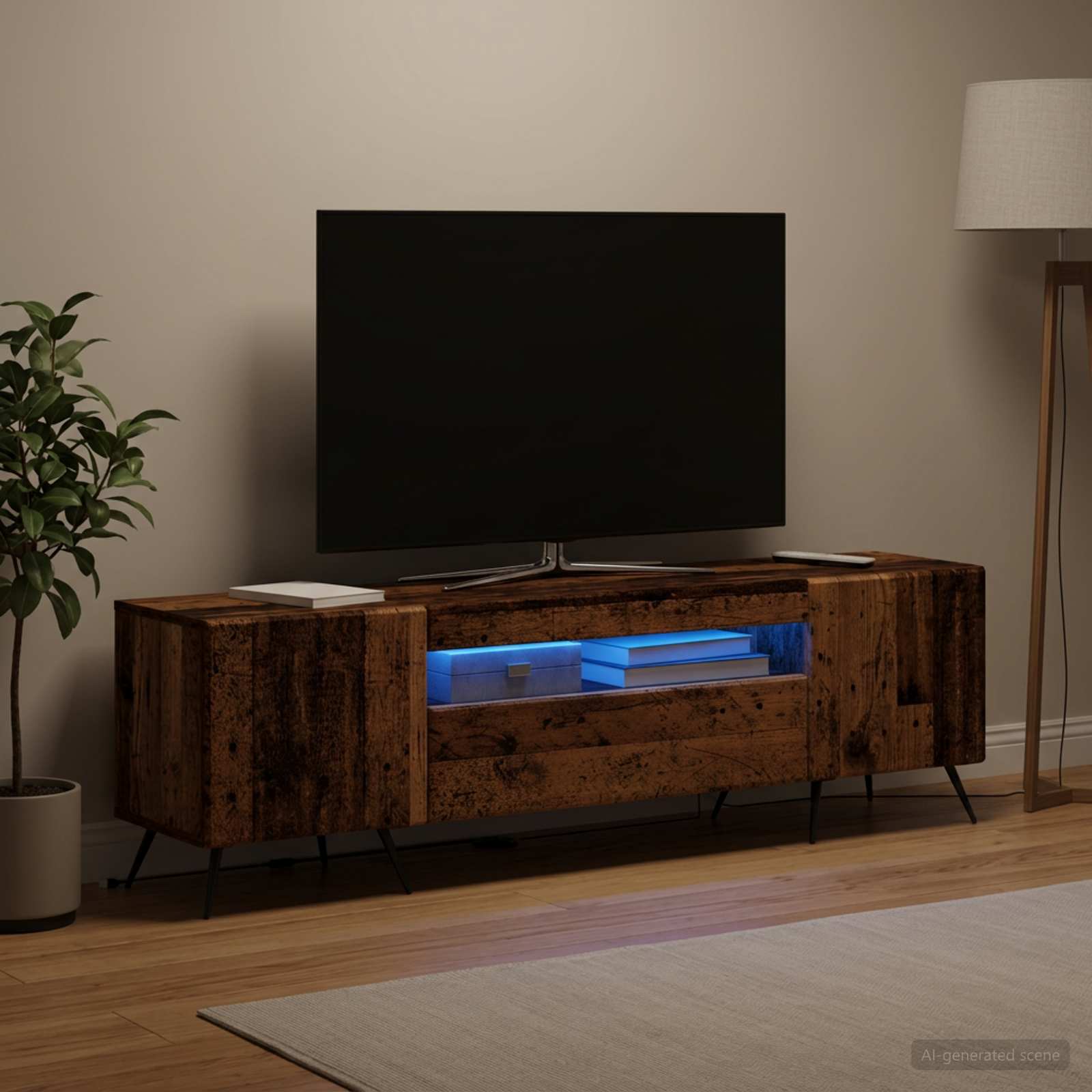 LED TV-kaappi Vanha puu Tekninen puu - Image 4