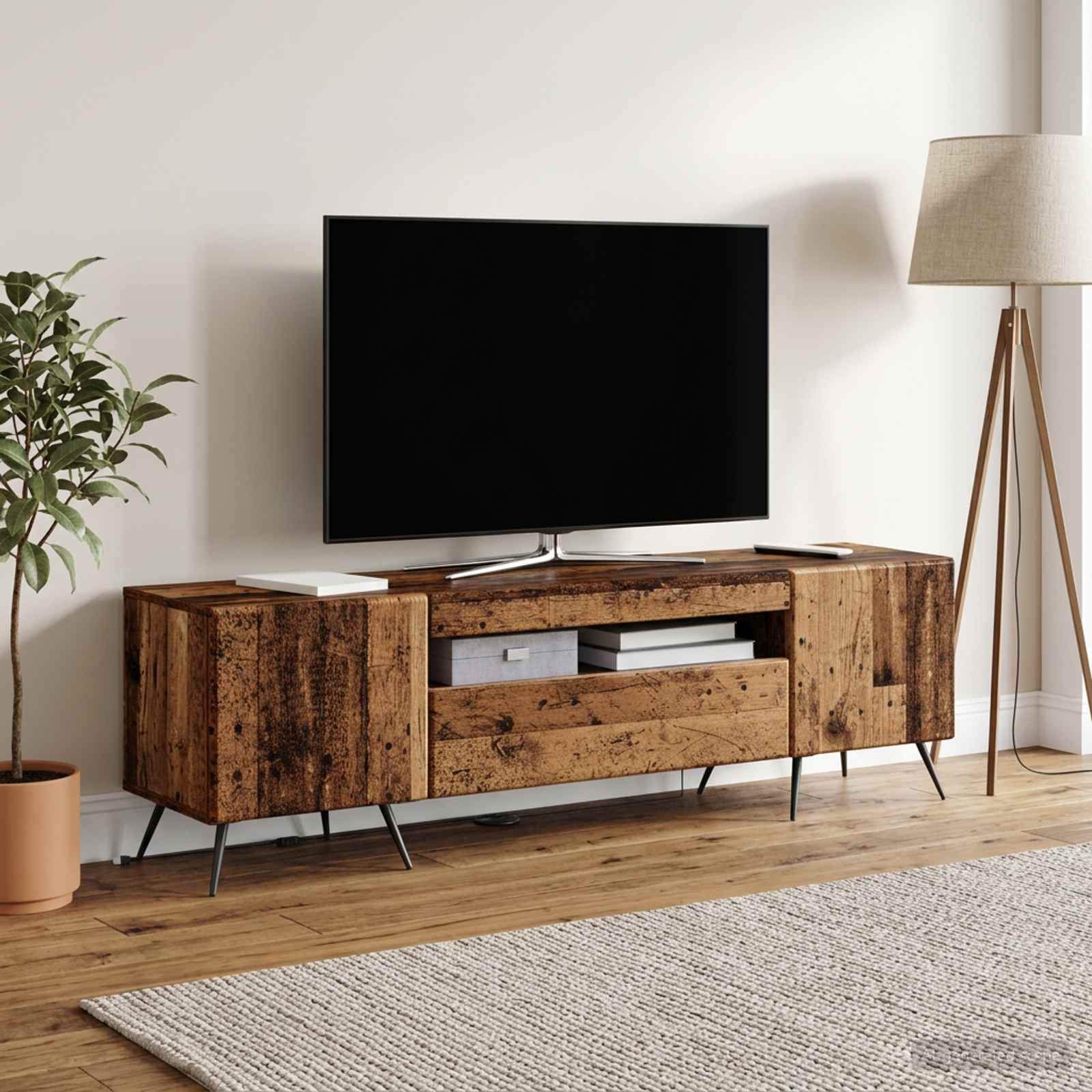 LED TV-kaappi Vanha puu Tekninen puu