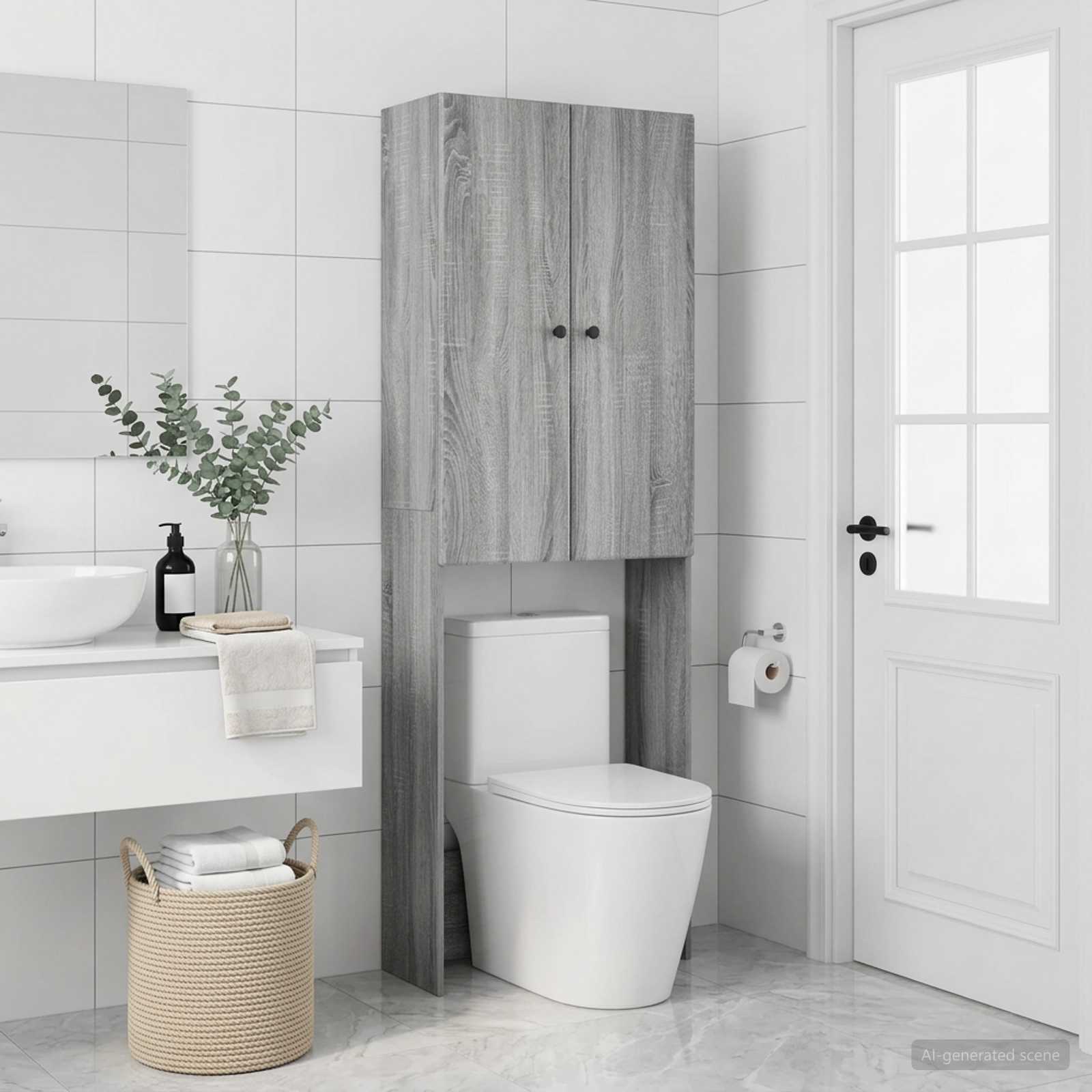 Toiletkast BREDA Grijs Sonoma 66 x 25,5 x 190 cm Bewerkt hout