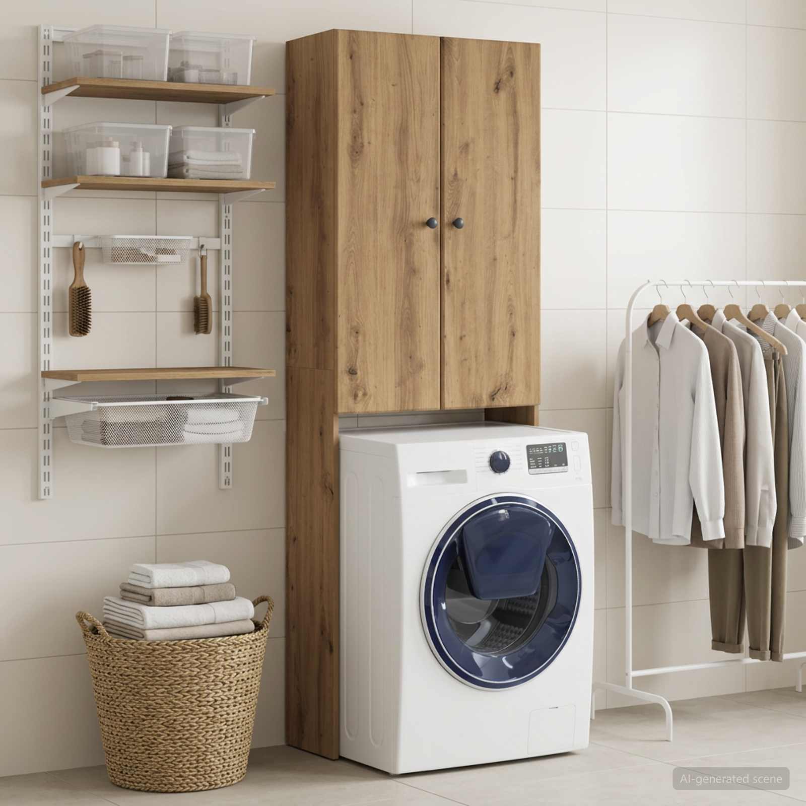 vidaXL Toiletkast BREDA Artisanaal eiken 66 x 25,5 x 190 cm