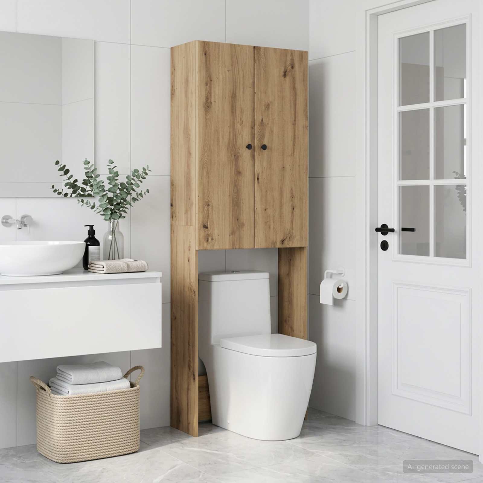 vidaXL Toalett skåp BREDA Artisan-ek 66 x 25,5 x 190 cm