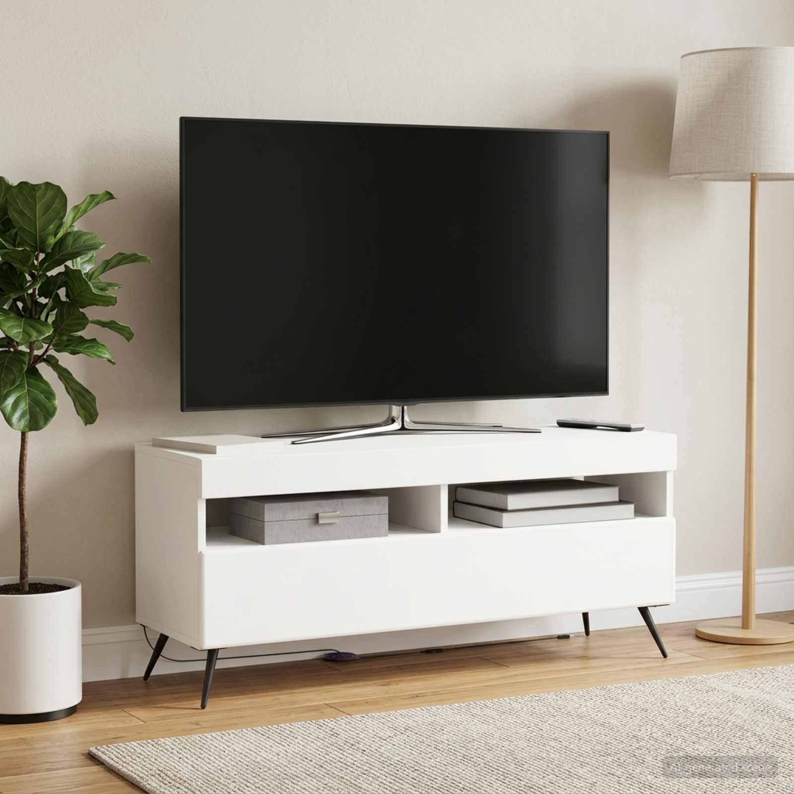 LED TV-kaappi valkoinen Tekninen puu