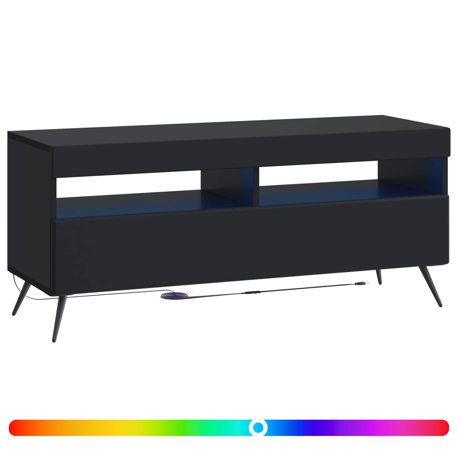 LED TV-kaappi Musta Tekninen puu - Image 2
