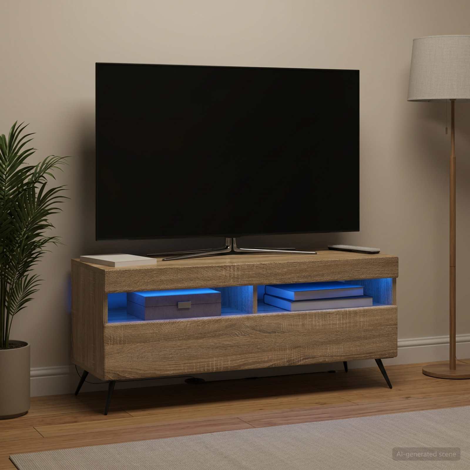LED TV-kaappi Sonoma-tammi Tekninen puu