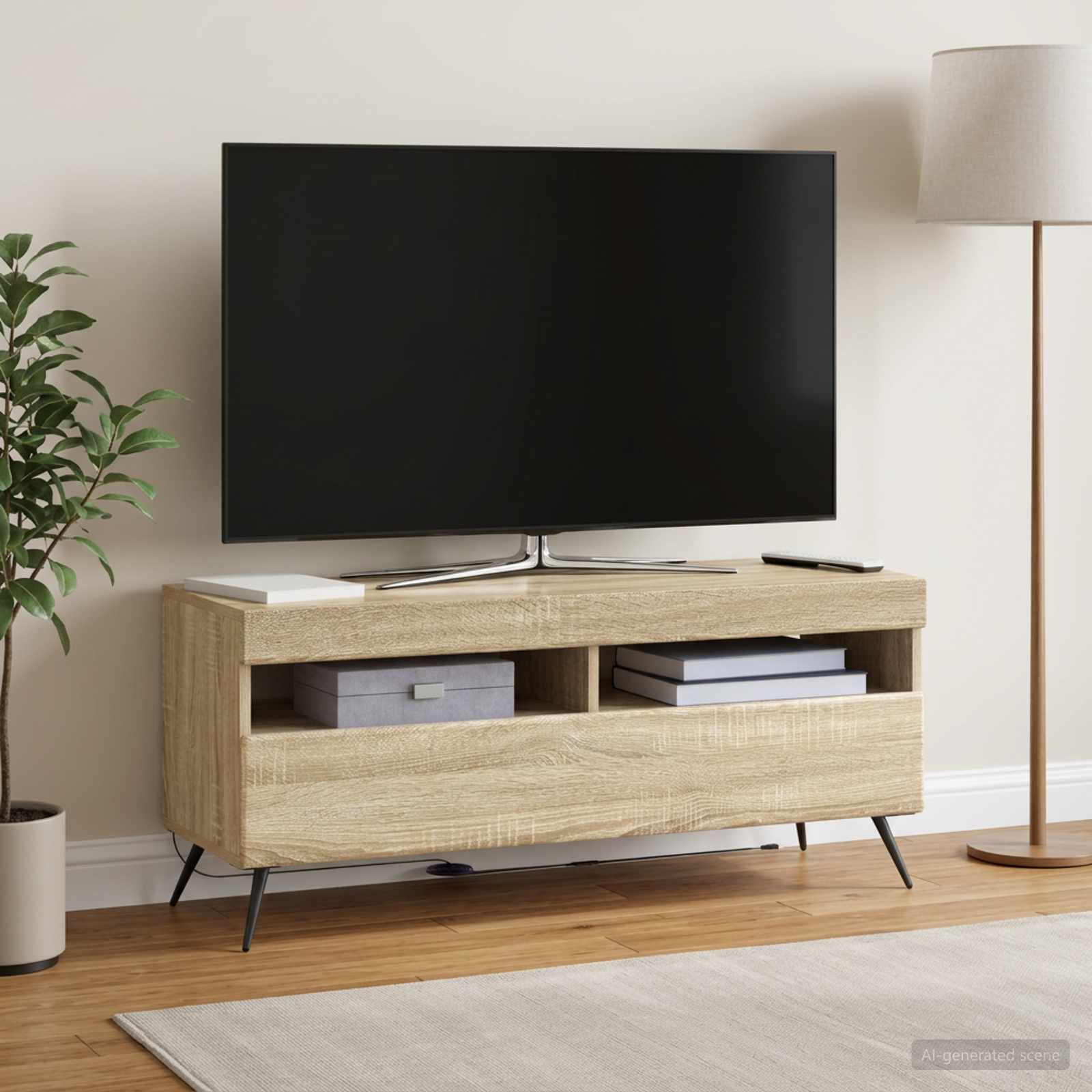 LED TV-kaappi Sonoma-tammi Tekninen puu - Image 4