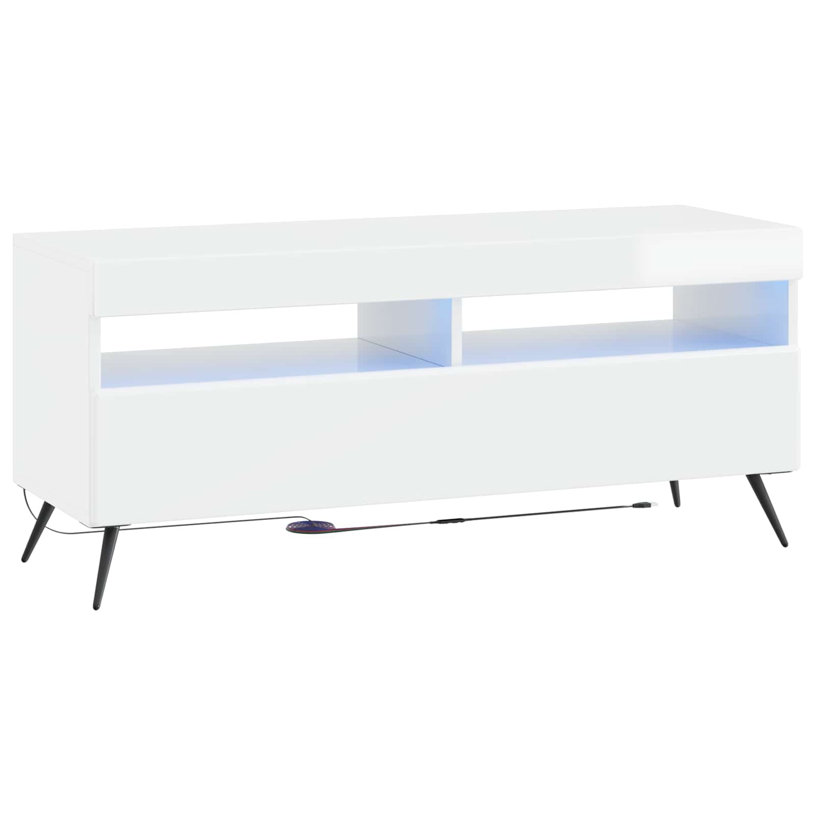 LED TV-kaappi Korkeakiiltoinen valkoinen Tekninen puu