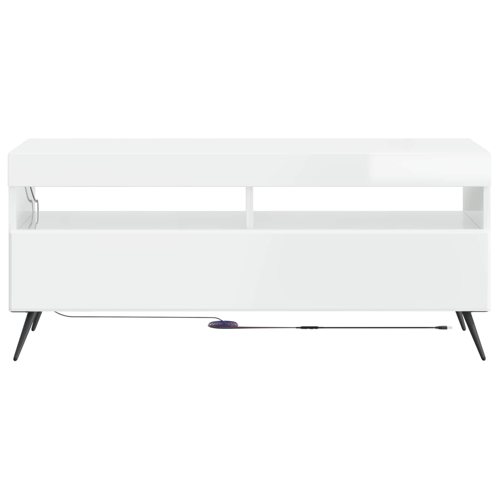 LED TV-kaappi Korkeakiiltoinen valkoinen Tekninen puu - Image 4