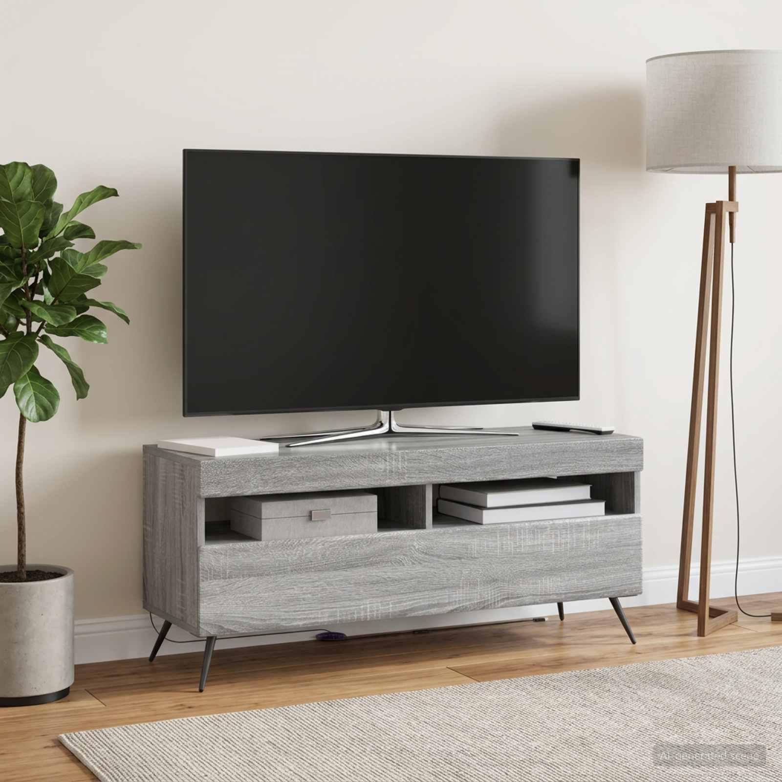 LED TV-kaappi Harmaa Sonoma Tekninen puu