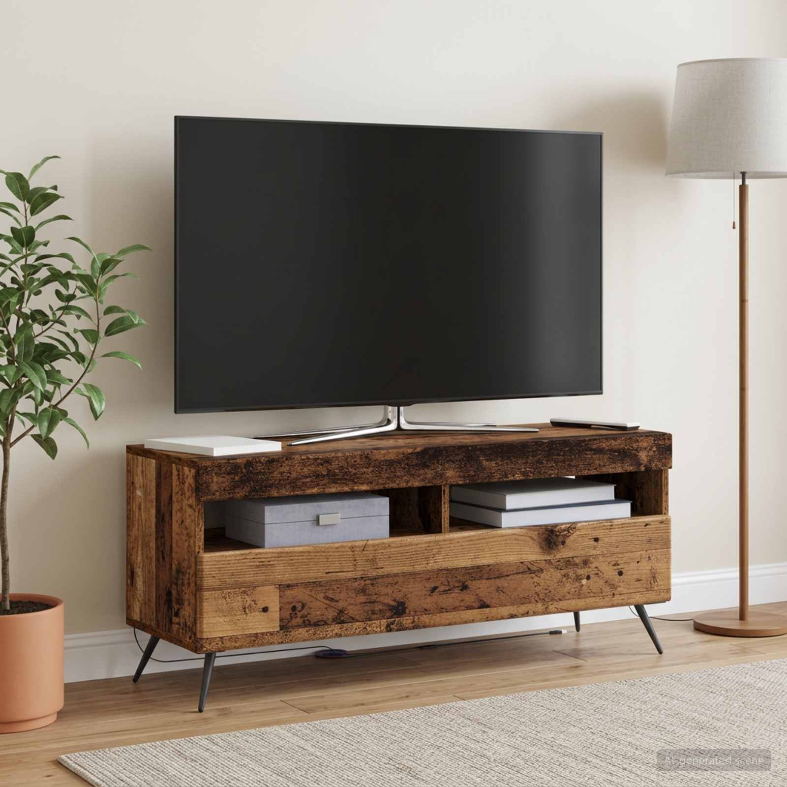 LED TV-kaappi Vanha puu Tekninen puu