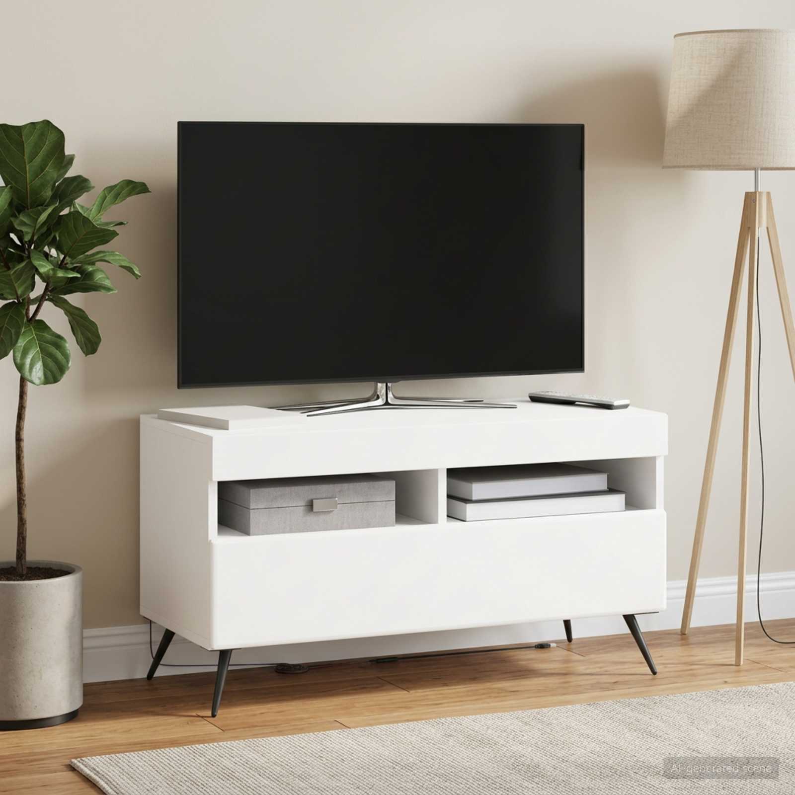 LED TV-kaappi valkoinen Tekninen puu - Image 4