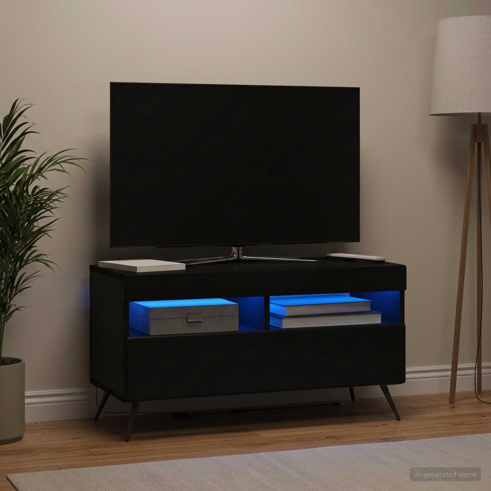 LED TV-kaappi Musta Tekninen puu