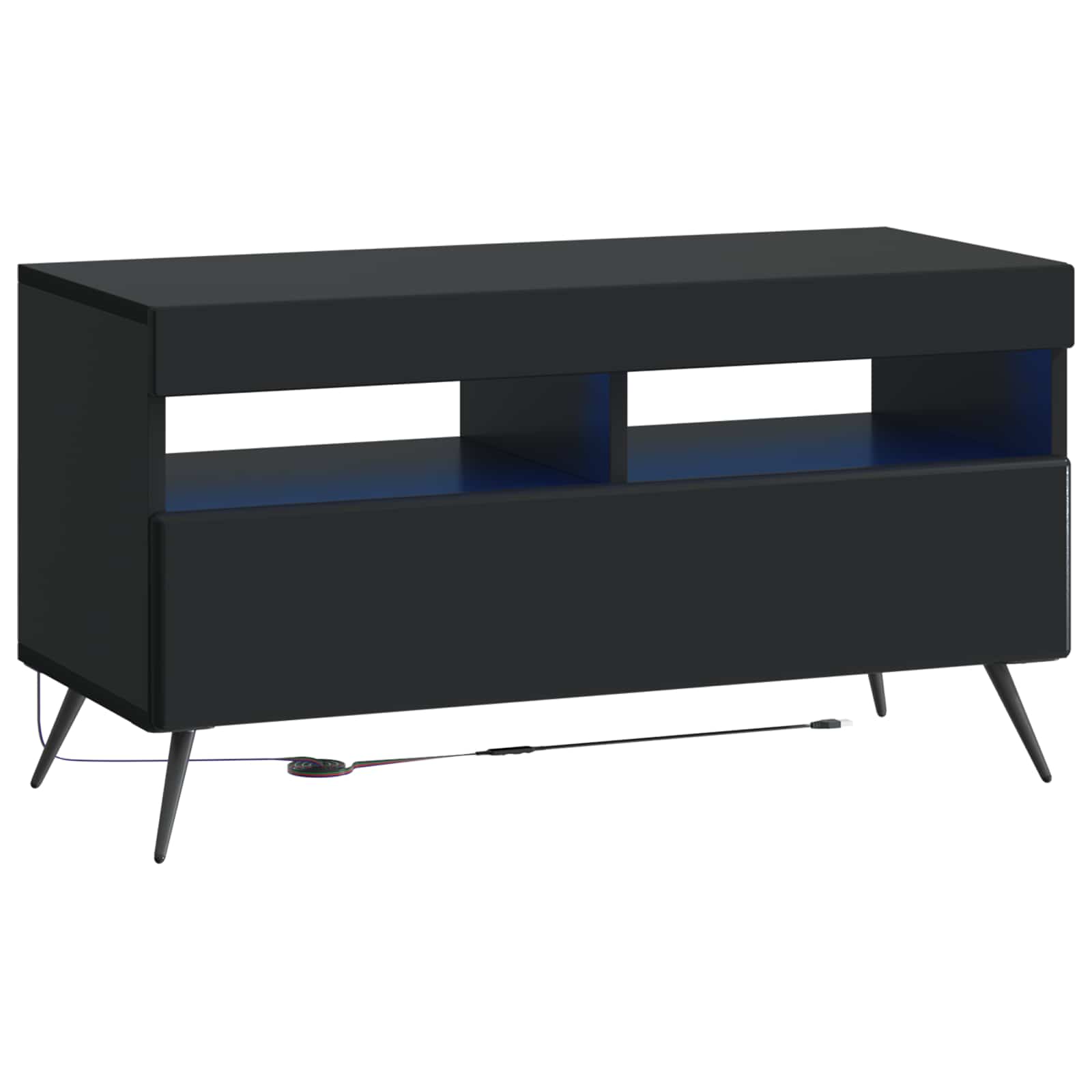 LED TV-kaappi Musta Tekninen puu