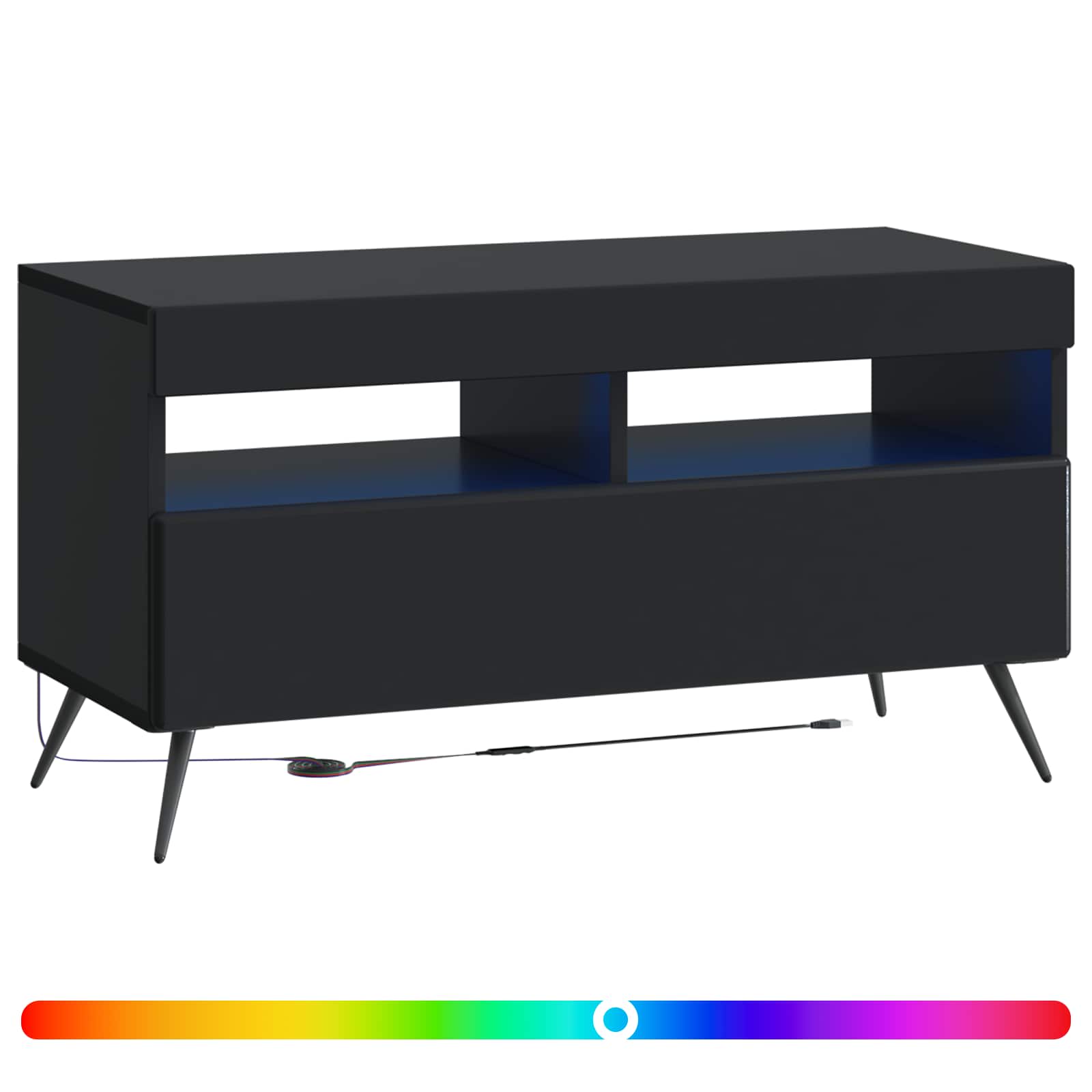 LED TV-kaappi Musta Tekninen puu - Image 2