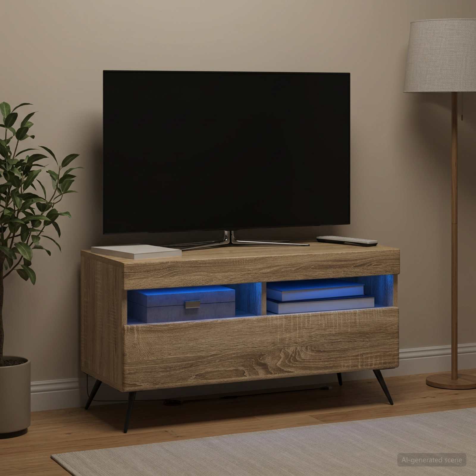 LED TV-kaappi Sonoma-tammi Tekninen puu - Image 4