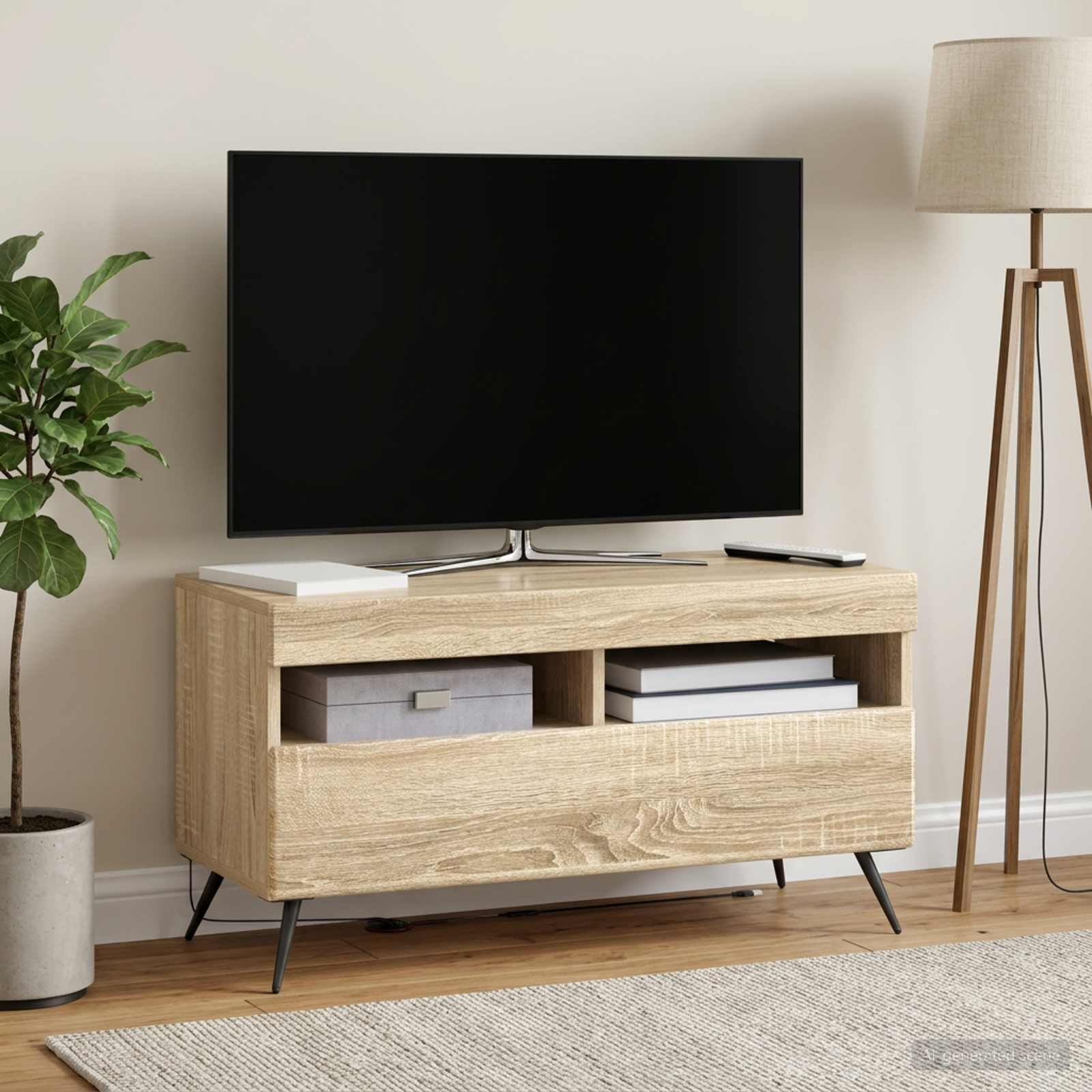 LED TV-kaappi Sonoma-tammi Tekninen puu