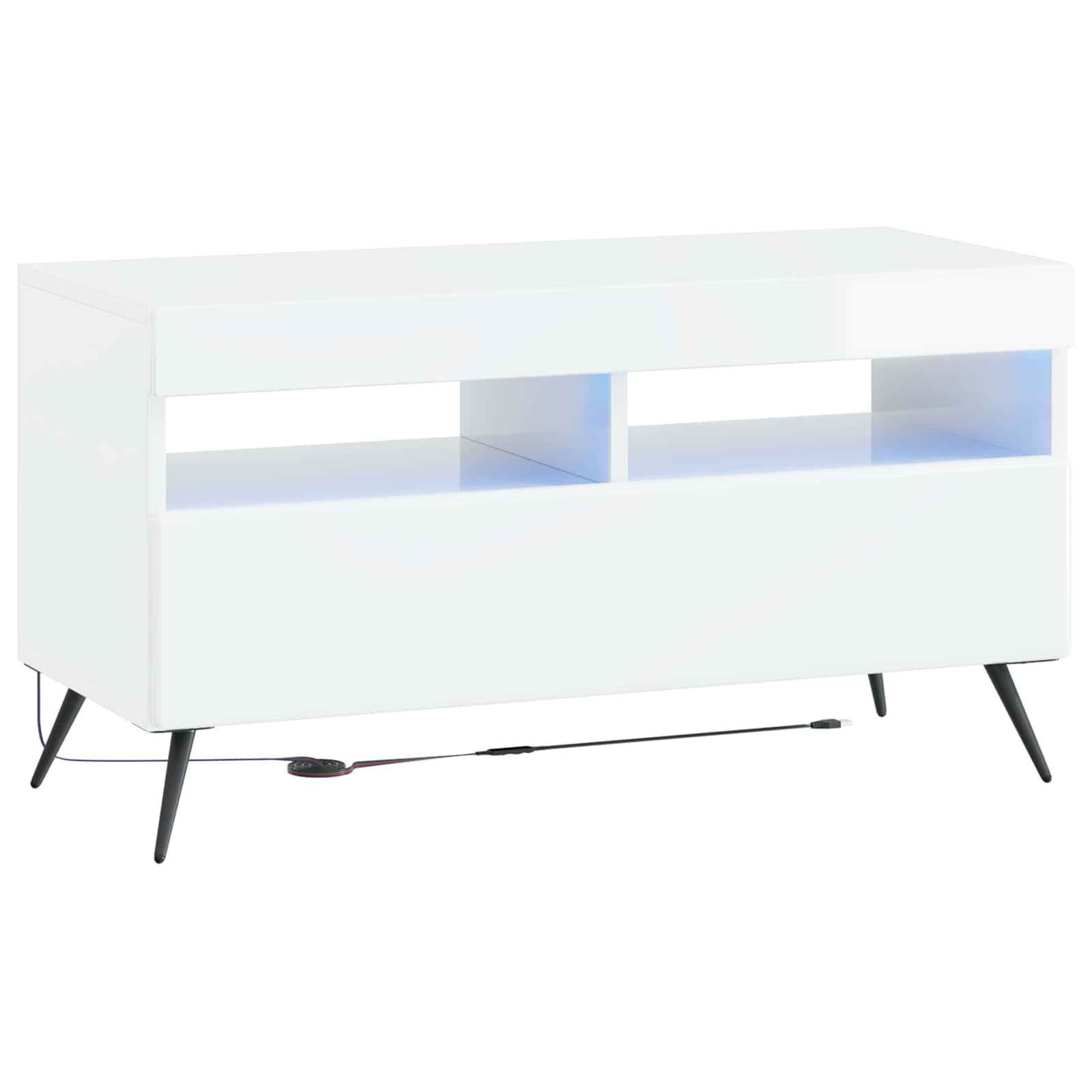 LED TV-kaappi BREDA Korkeakiiltoinen valkoinen Tekninen puu