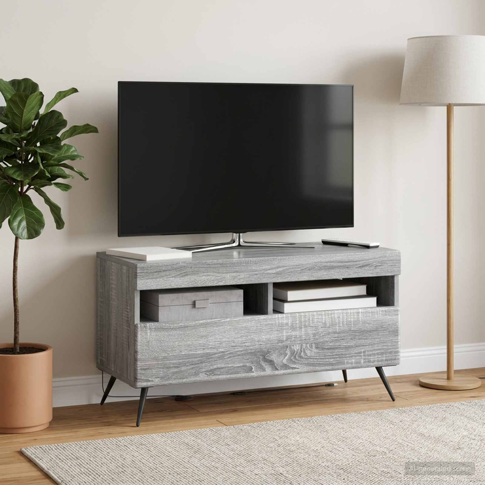 LED TV-kaappi Harmaa Sonoma Tekninen puu