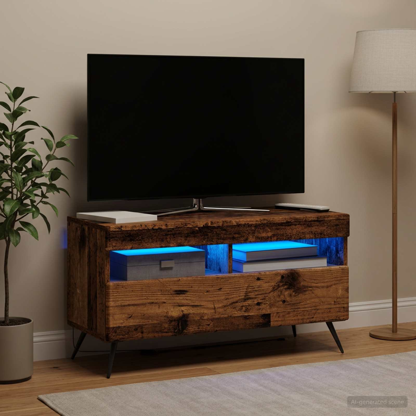 LED TV-kaappi Vanha puu Tekninen puu - Image 4