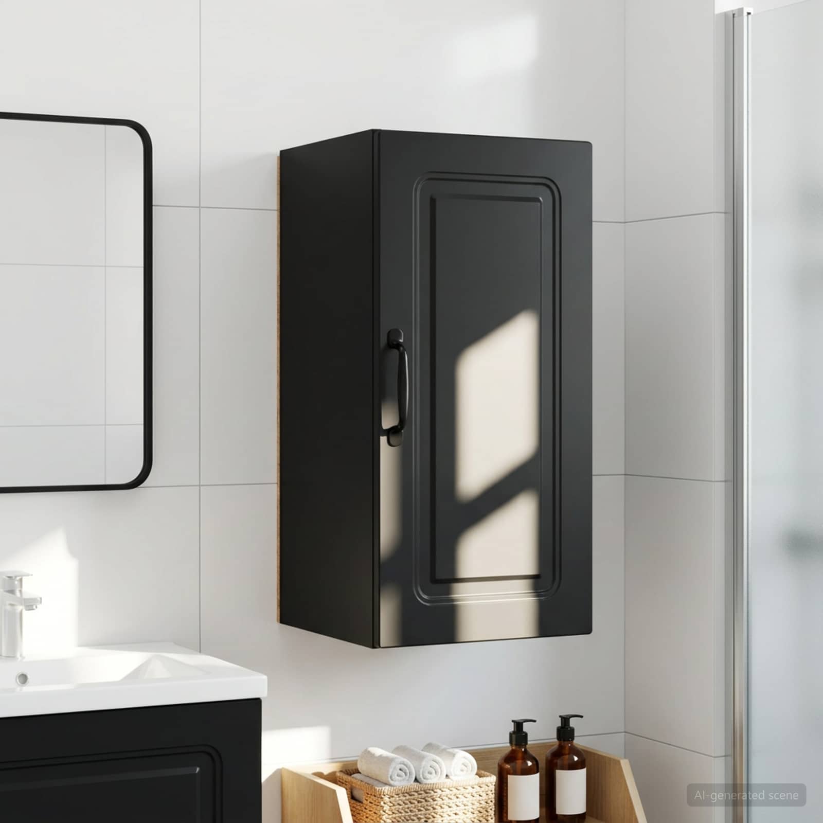 vidaXL Badkamer wandkast UTRECHT Zwart 30 x 31 x 59 cm Bewerkt hout