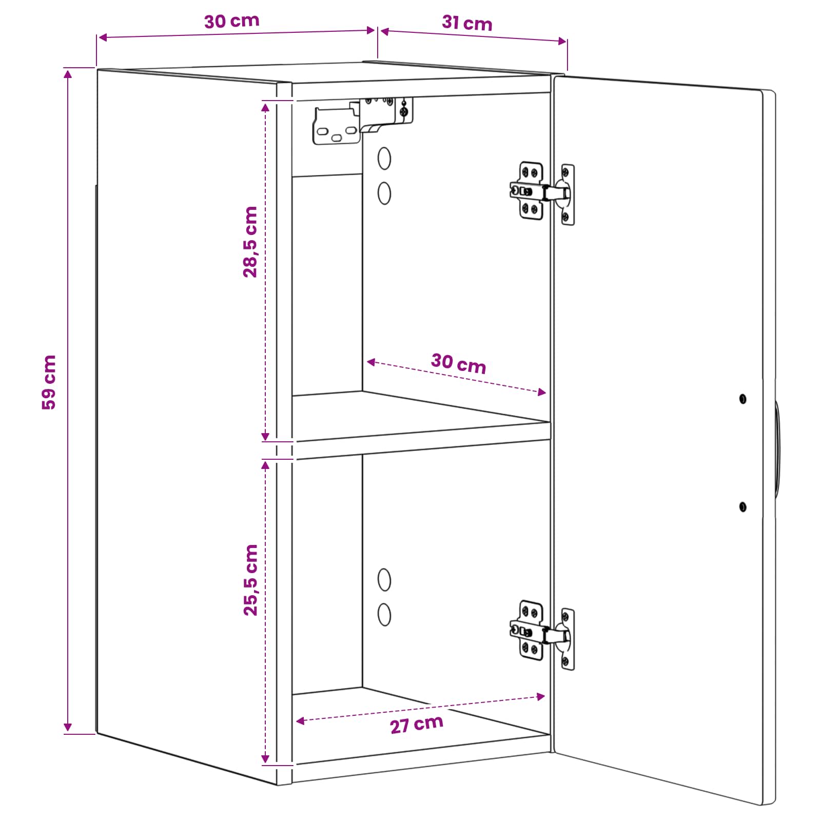 vidaXL Badkamer wandkast UTRECHT Betongrijs 30 x 31 x 59 cm