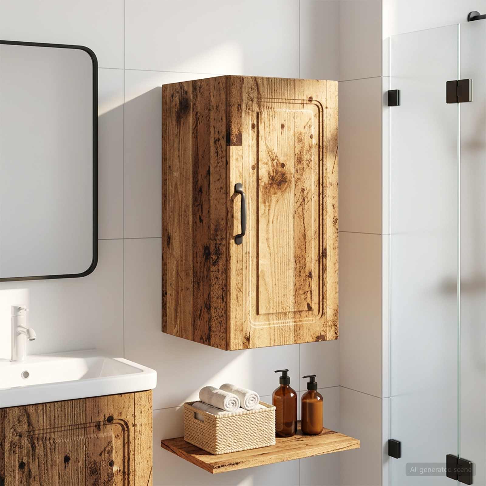 vidaXL Badkamer wandkast UTRECHT Oud hout 30 x 31 x 59 cm Bewerkt hout