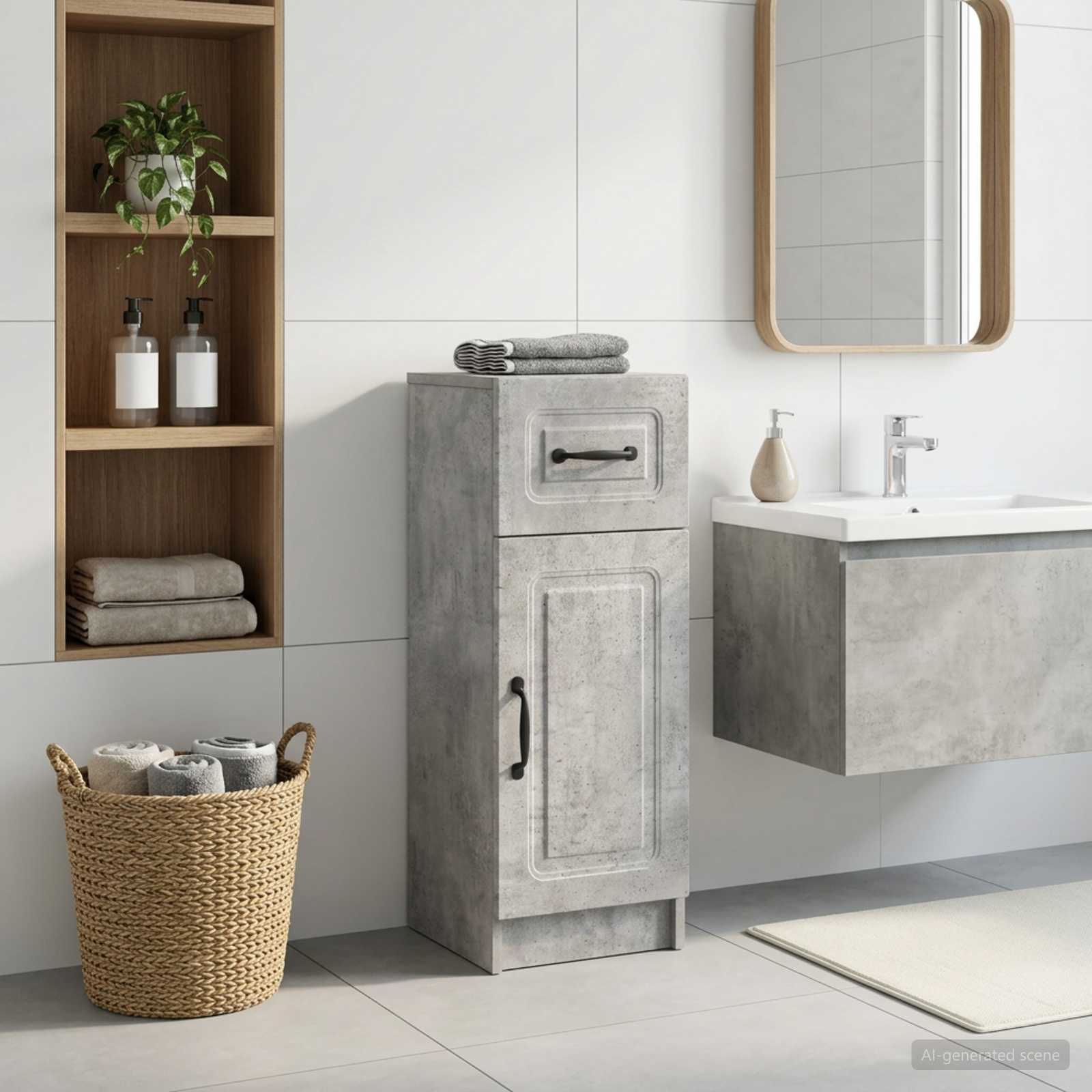 vidaXL Badkamer Opbergkast UTRECHT Betongrijs 30 x 31 x 77 cm