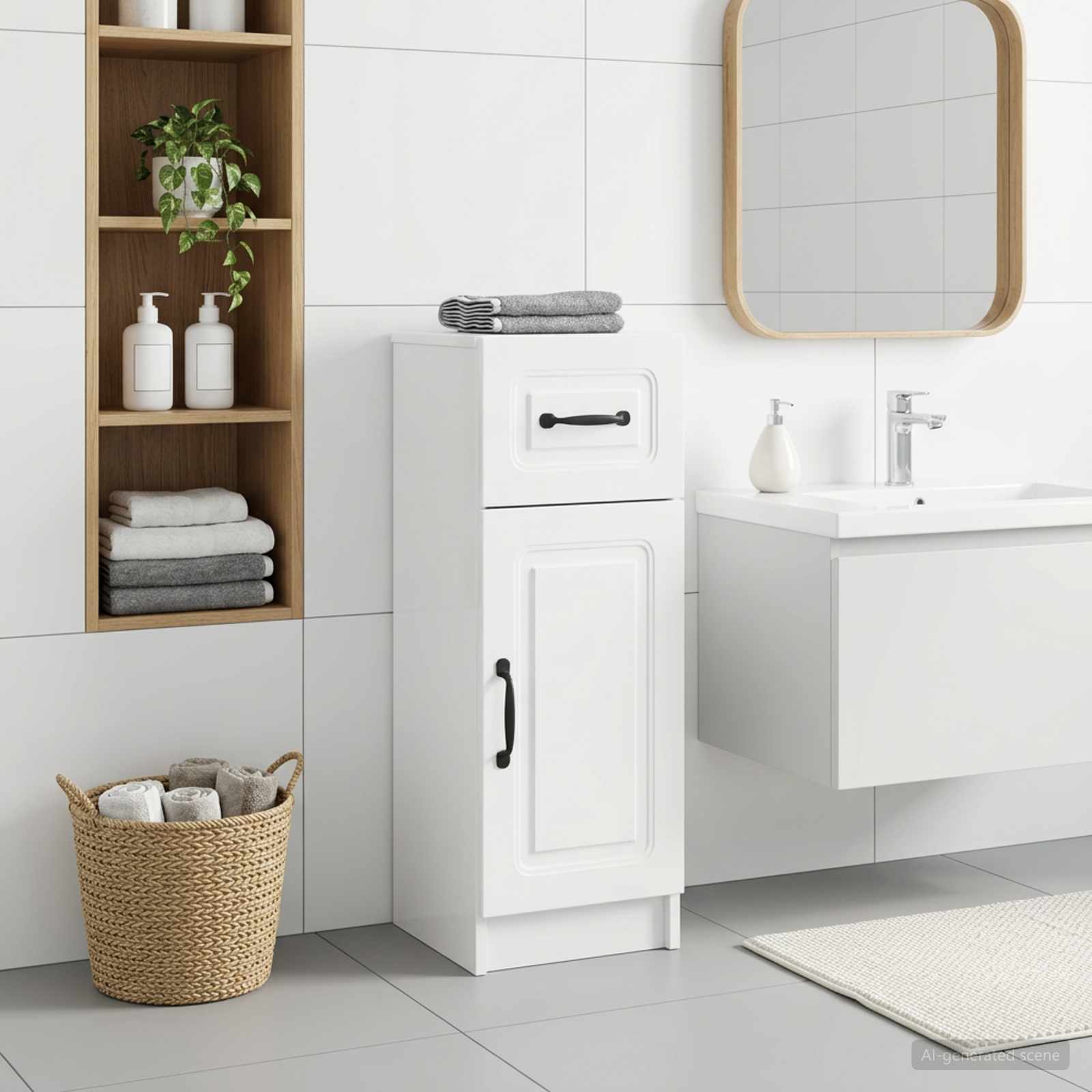 vidaXL Badkamer Opbergkast UTRECHT Hoogglans Wit 30 x 31 x 77 cm